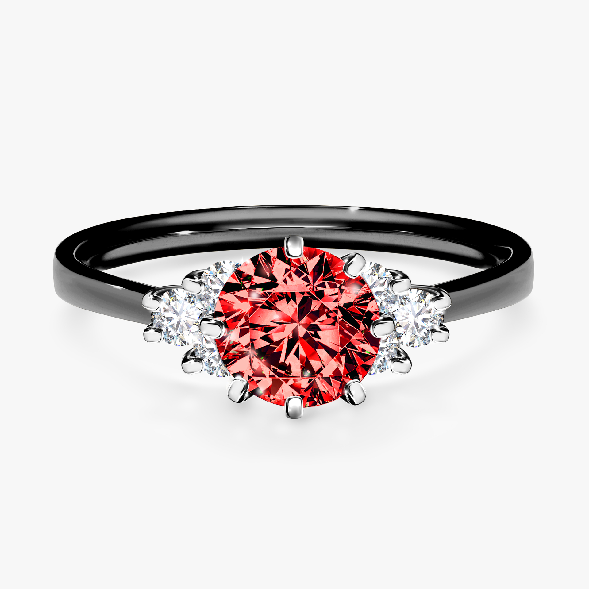 Pierścionek zaręczynowy My Lilly z czarnego złota z czerwonym diamentem 0,98ct