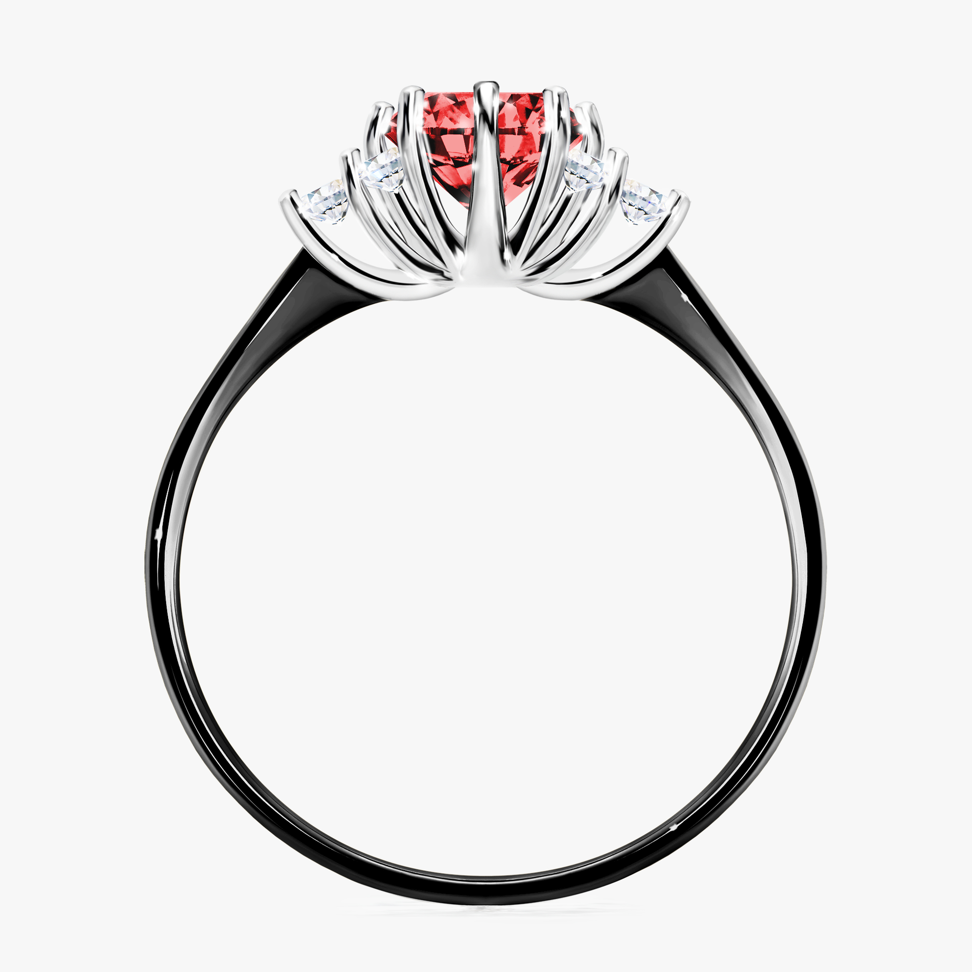 Pierścionek zaręczynowy My Lilly z czarnego złota z czerwonym diamentem 0,98ct