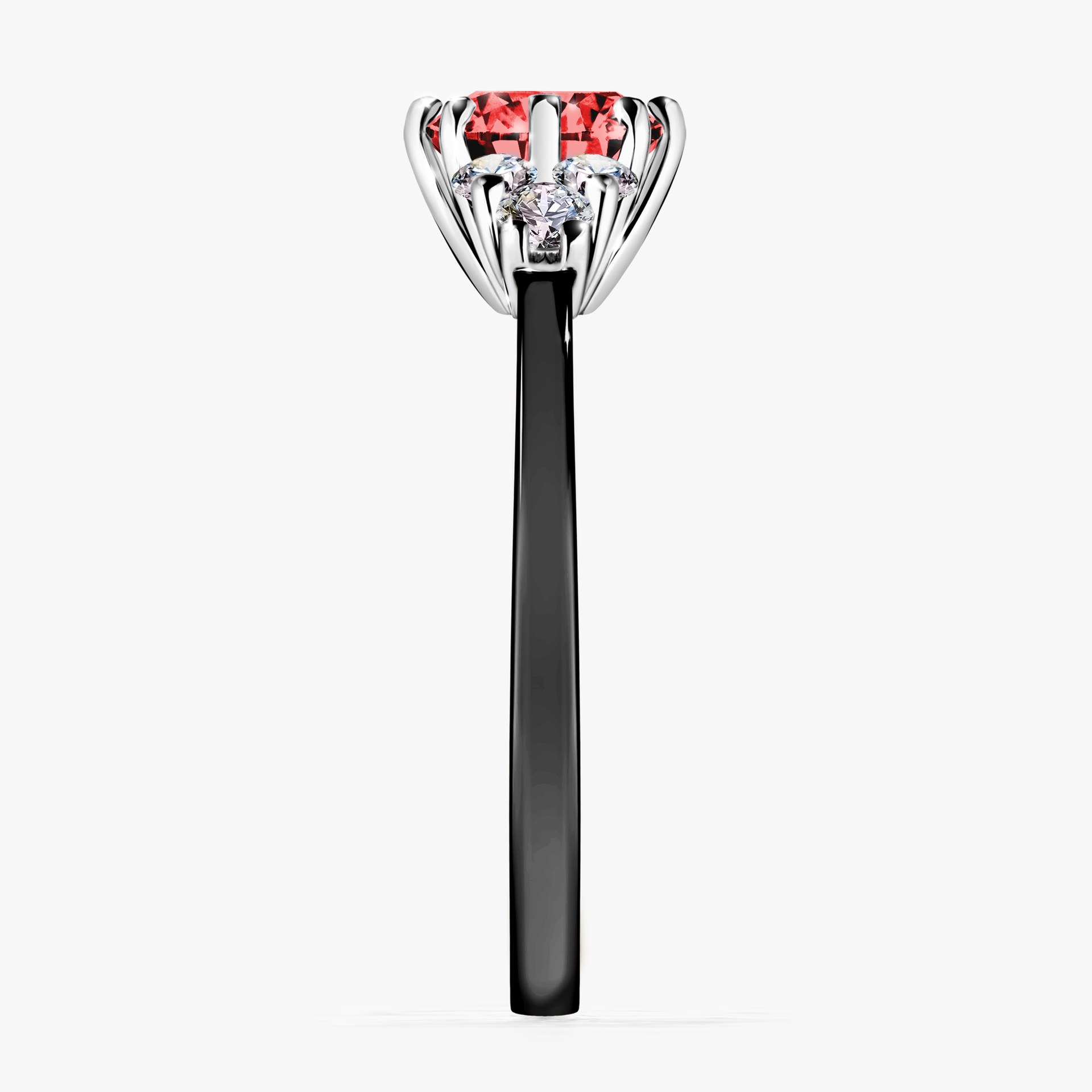 Pierścionek zaręczynowy My Lilly z czarnego złota z czerwonym diamentem 0,98ct