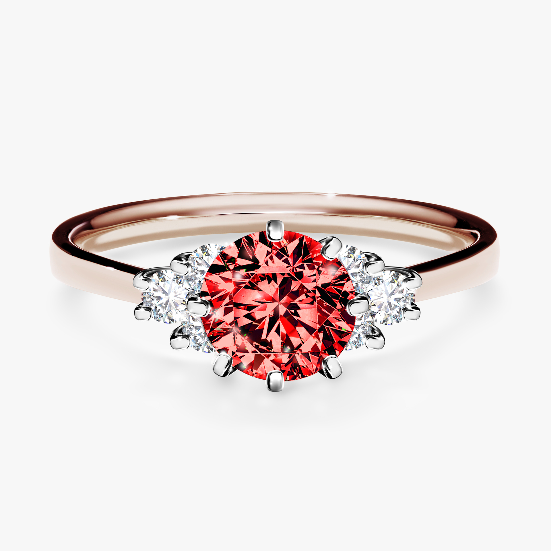 Pierścionek zaręczynowy My Lilly z różowego złota z czerwonym diamentem 0,98ct