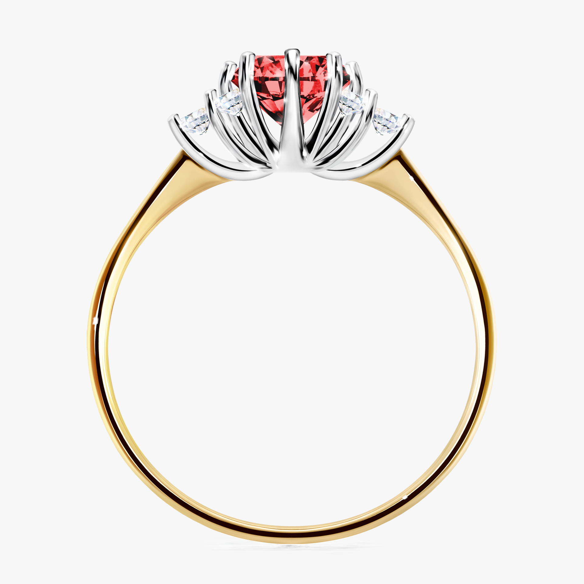 Pierścionek zaręczynowy My Lilly z żółtego złota z czerwonym diamentem 0,98ct