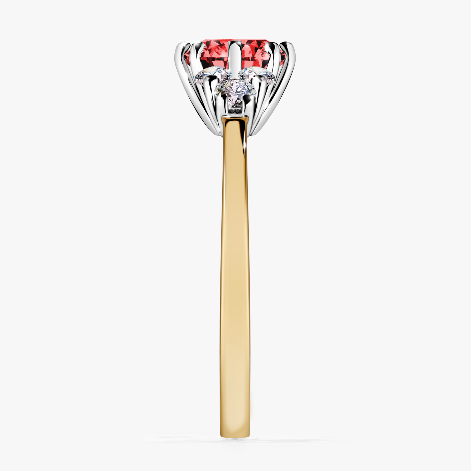 Pierścionek zaręczynowy My Lilly z żółtego złota z czerwonym diamentem 0,98ct