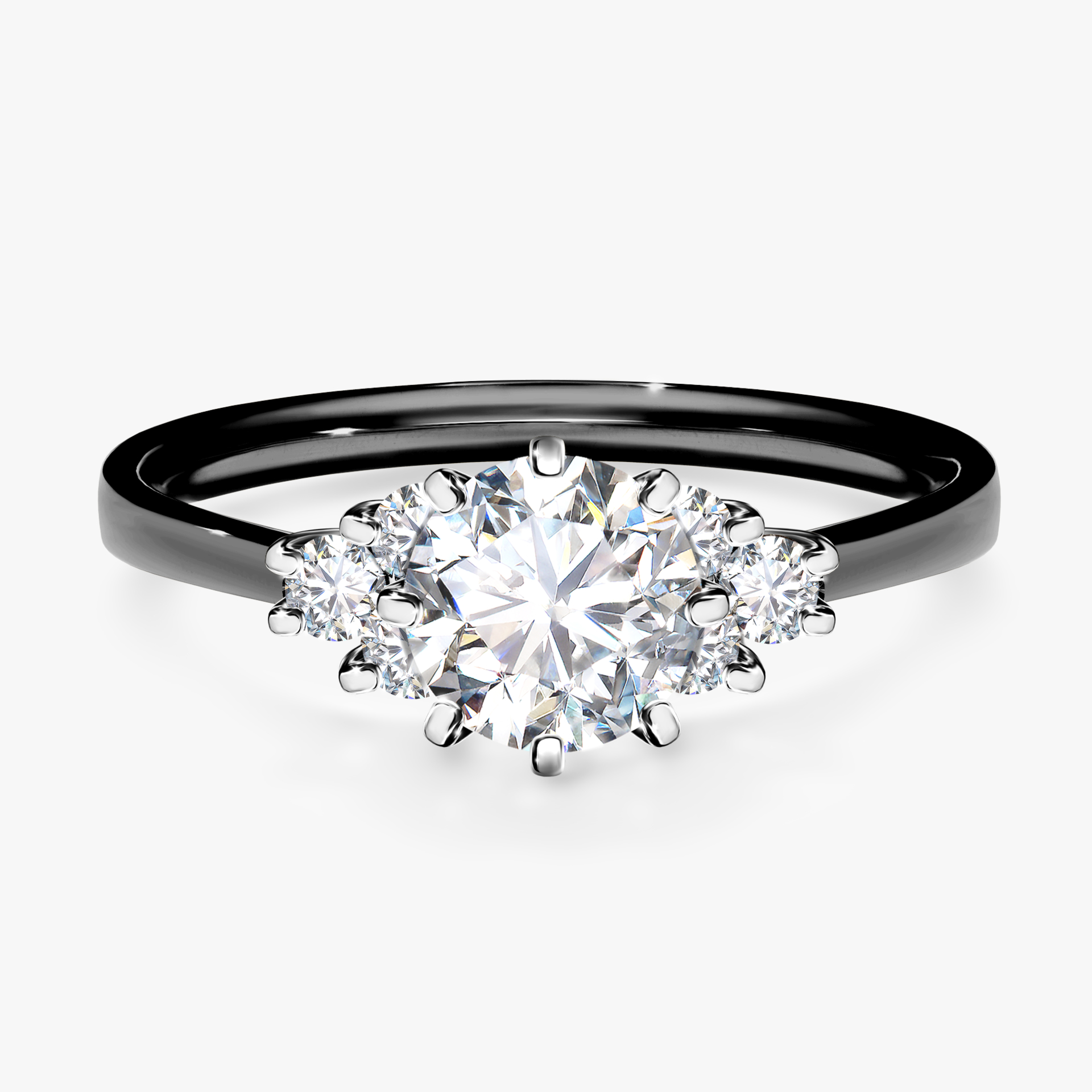 Pierścionek zaręczynowy My Lilly z czarnego złota z diamentem laboratoryjnym 0,98ct