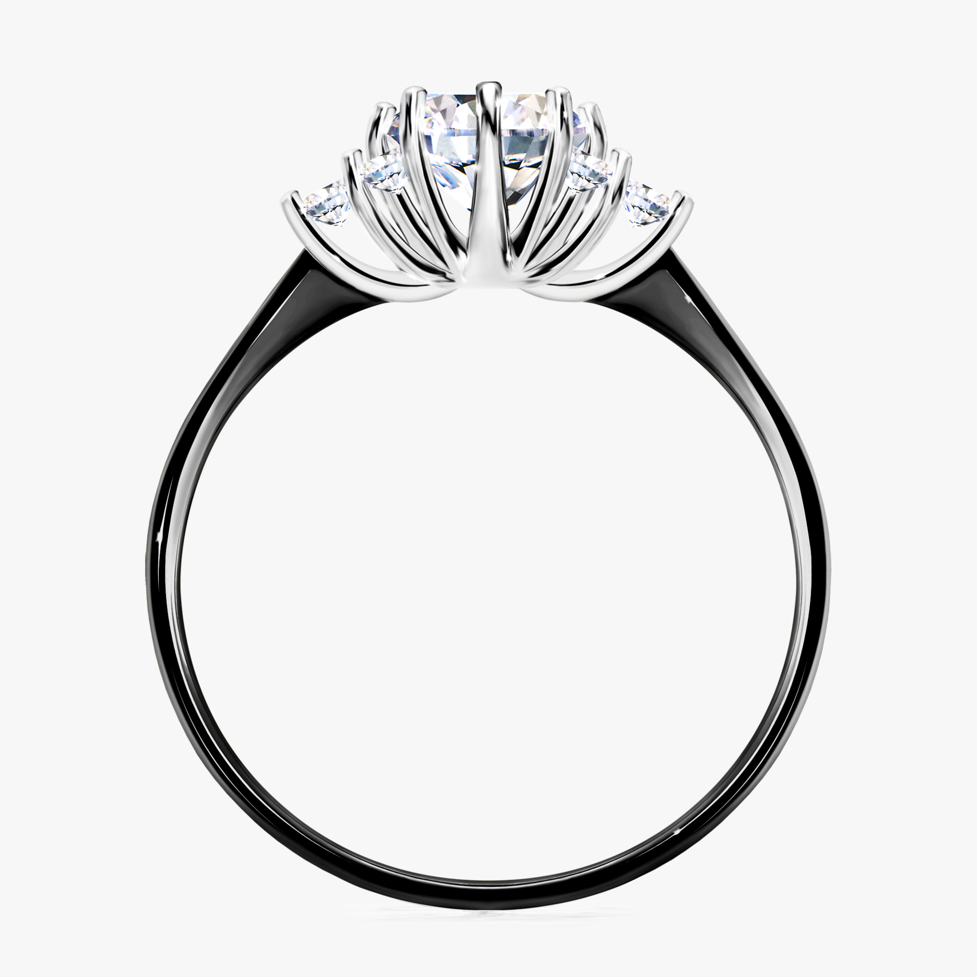 Pierścionek zaręczynowy My Lilly z czarnego złota z diamentem laboratoryjnym 0,98ct