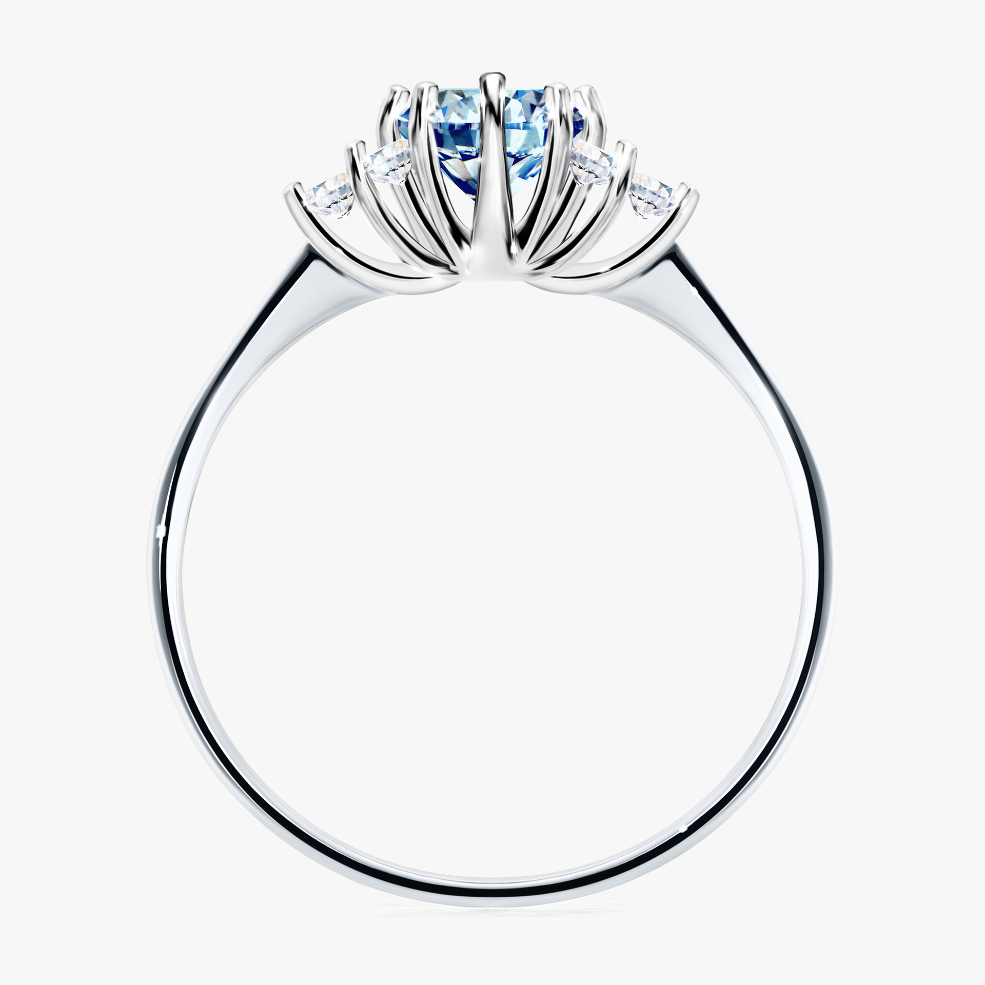 Pierścionek zaręczynowy My Lilly z białego złota z niebieskim diamentem 0,68ct