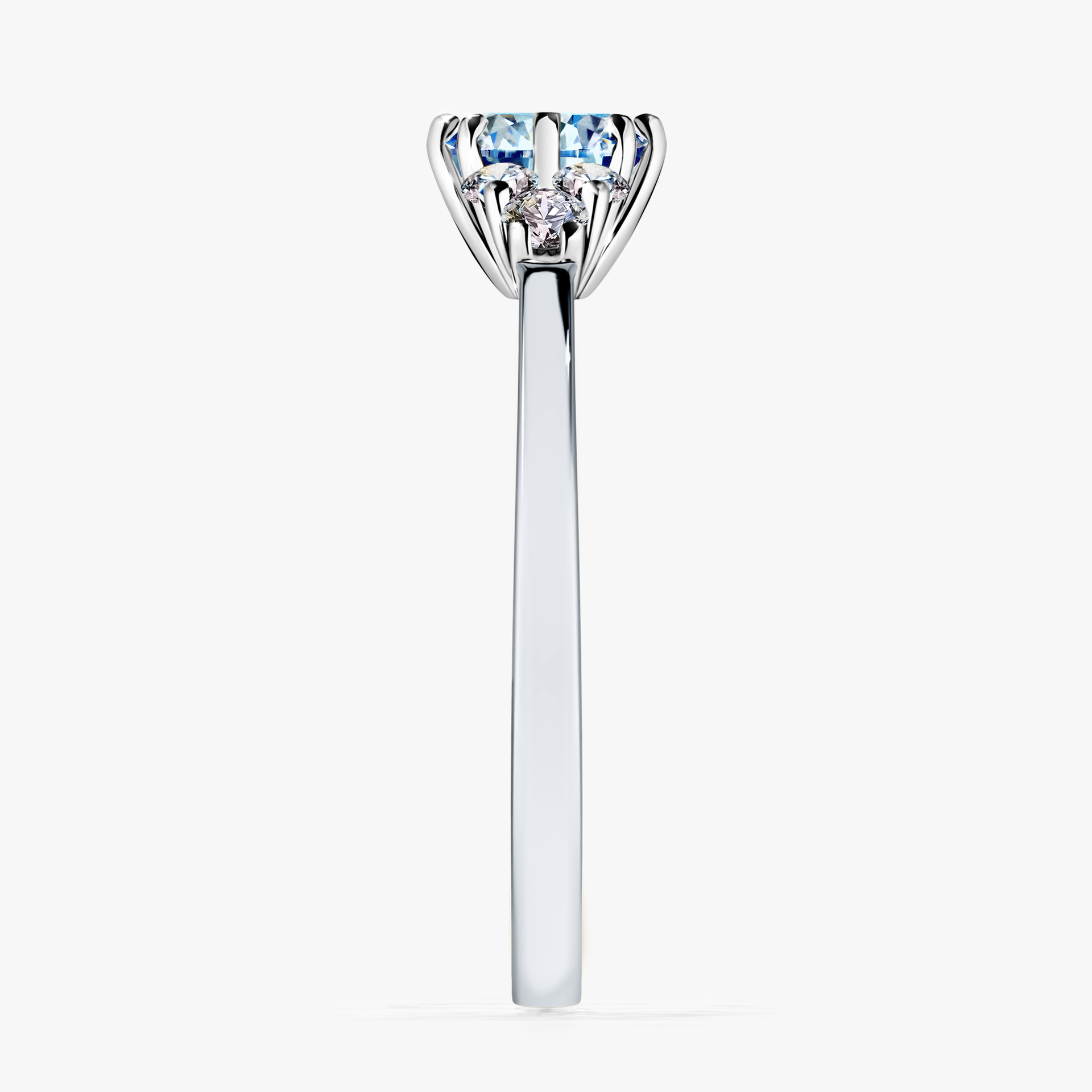 Pierścionek zaręczynowy My Lilly z białego złota z niebieskim diamentem 0,68ct