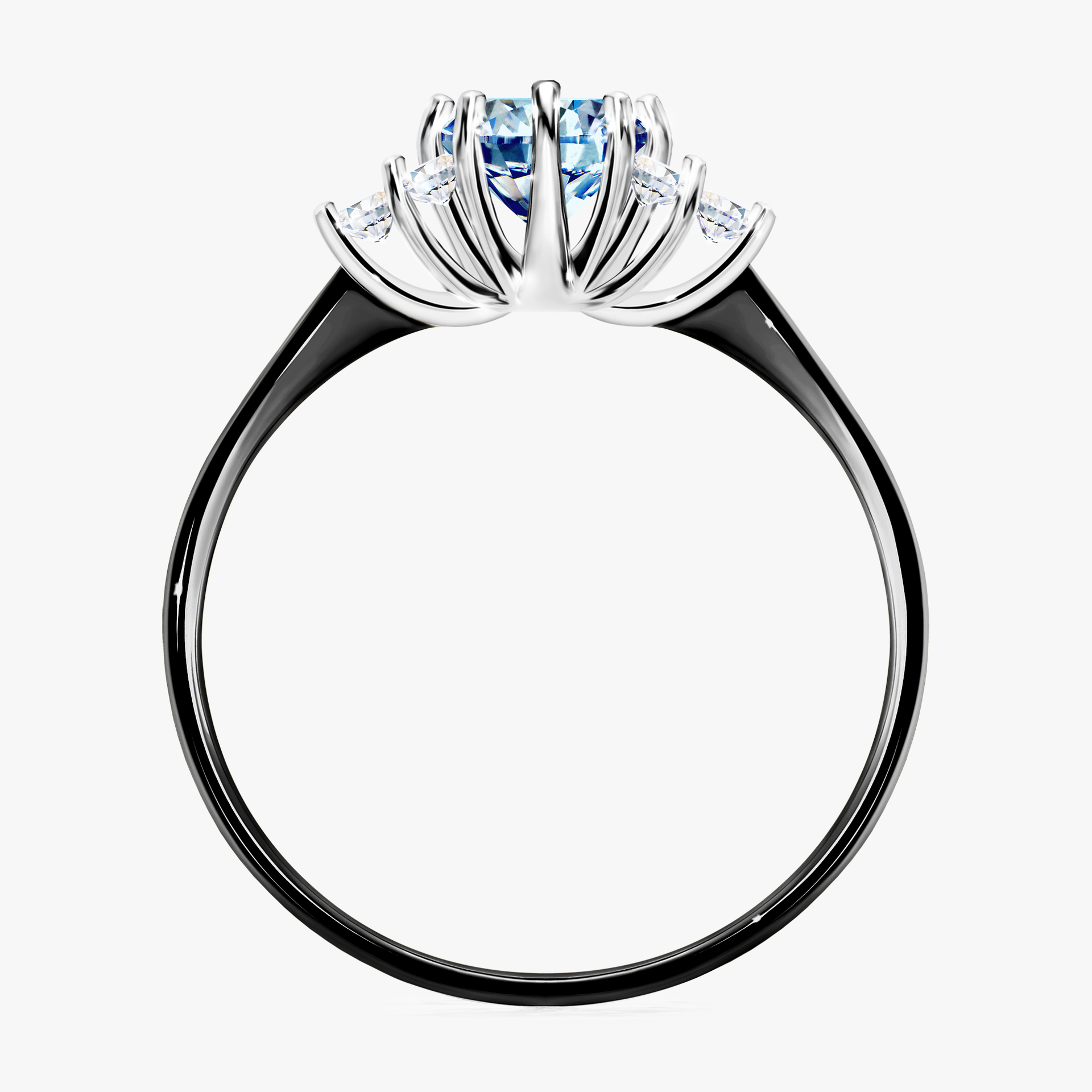 Pierścionek zaręczynowy My Lilly z czarnego złota z niebieskim diamentem 0,68ct