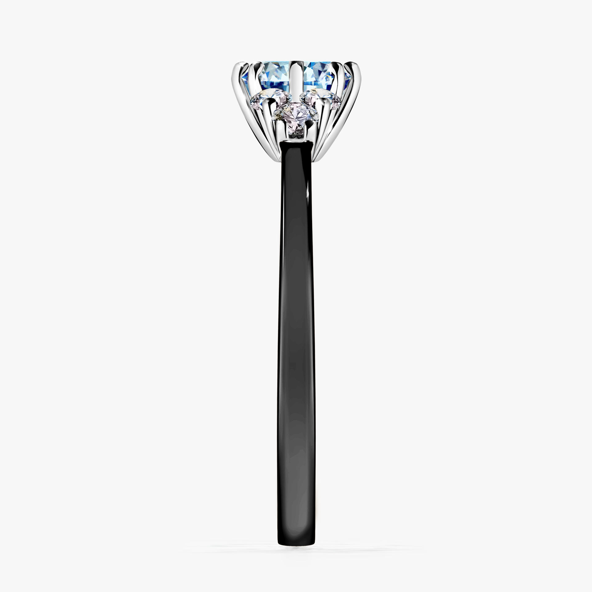 Pierścionek zaręczynowy My Lilly z czarnego złota z niebieskim diamentem 0,68ct