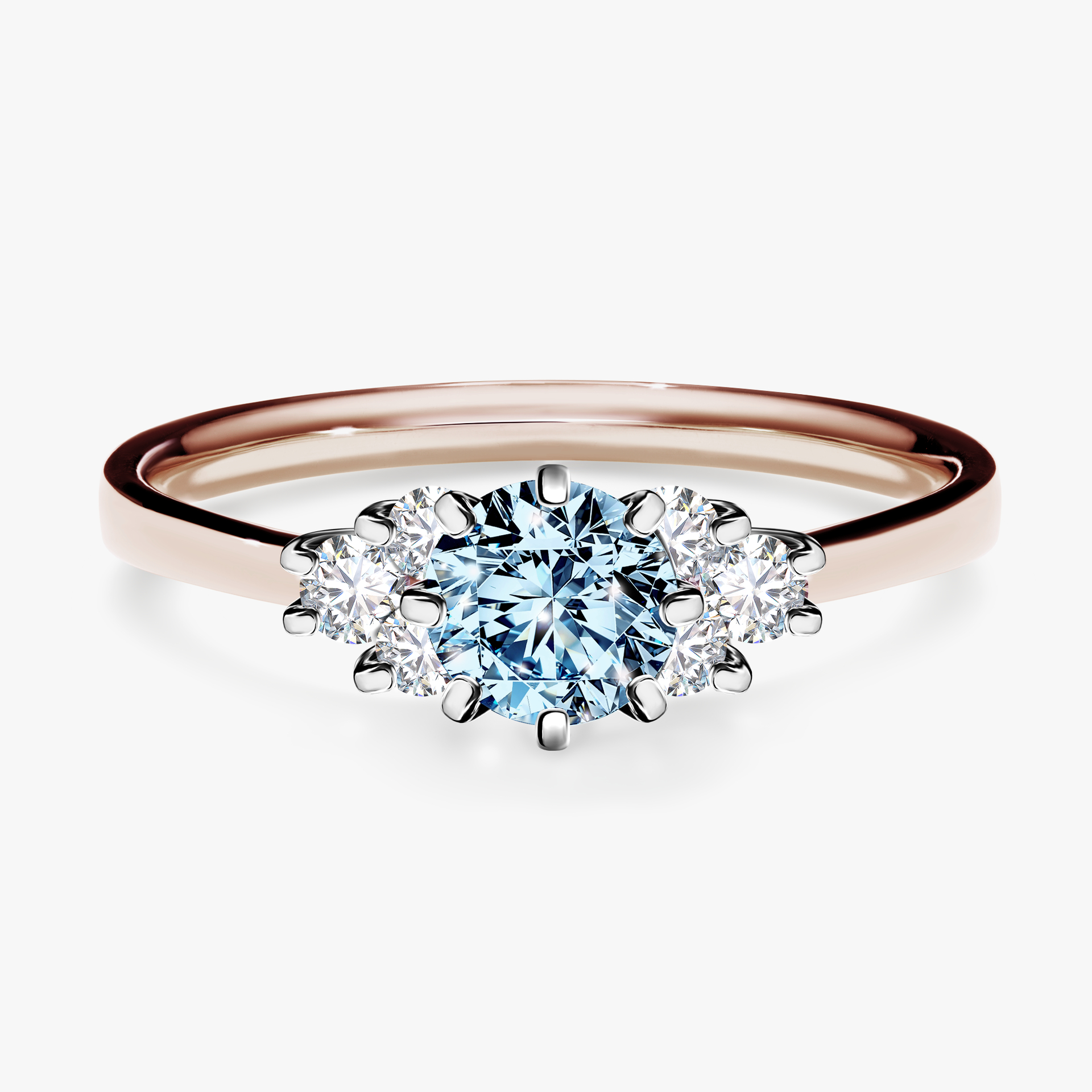 Pierścionek zaręczynowy My Lilly z różowego złota z niebieskim diamentem 0,68ct