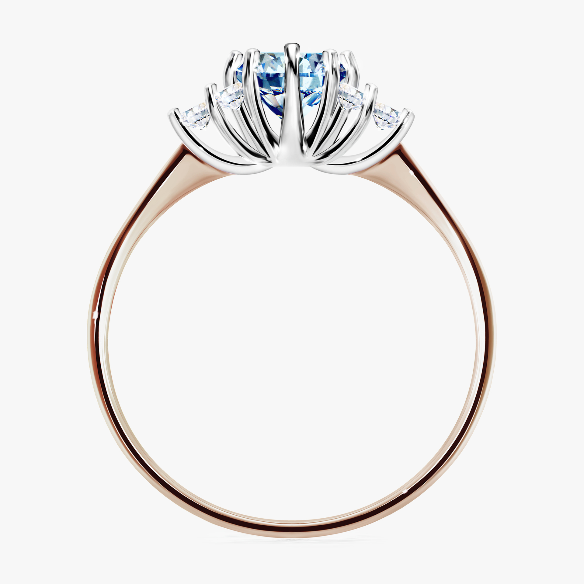 Pierścionek zaręczynowy My Lilly z różowego złota z niebieskim diamentem 0,68ct