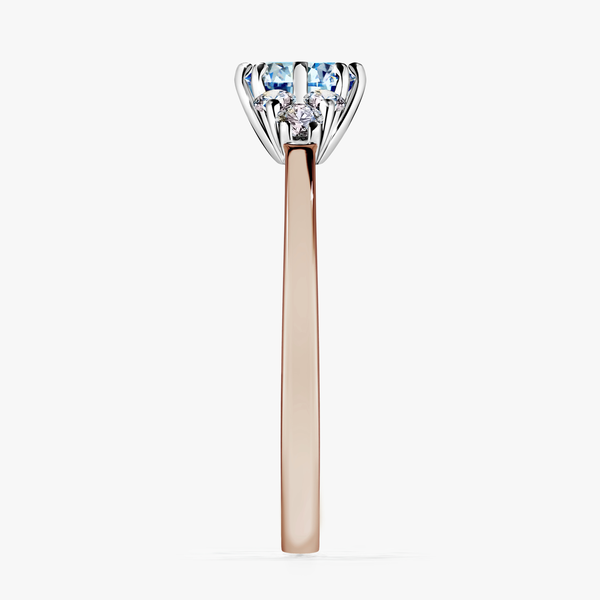 Pierścionek zaręczynowy My Lilly z różowego złota z niebieskim diamentem 0,68ct