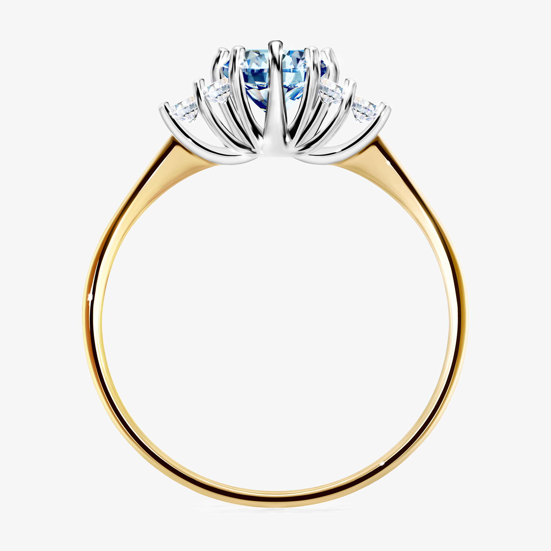 Pierścionek zaręczynowy My Lilly z żółtego złota z niebieskim diamentem 0,68ct