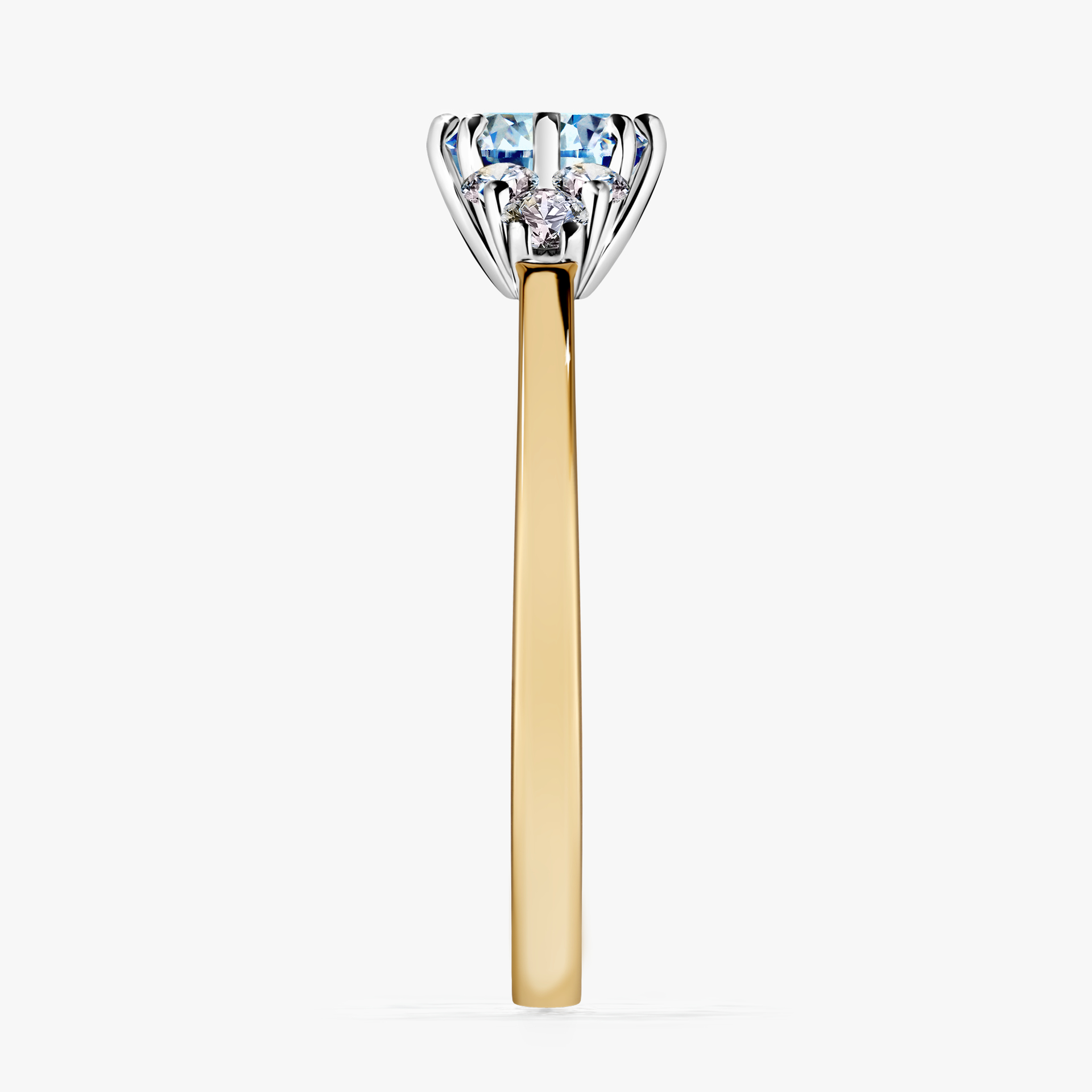 Pierścionek zaręczynowy My Lilly z żółtego złota z niebieskim diamentem 0,68ct