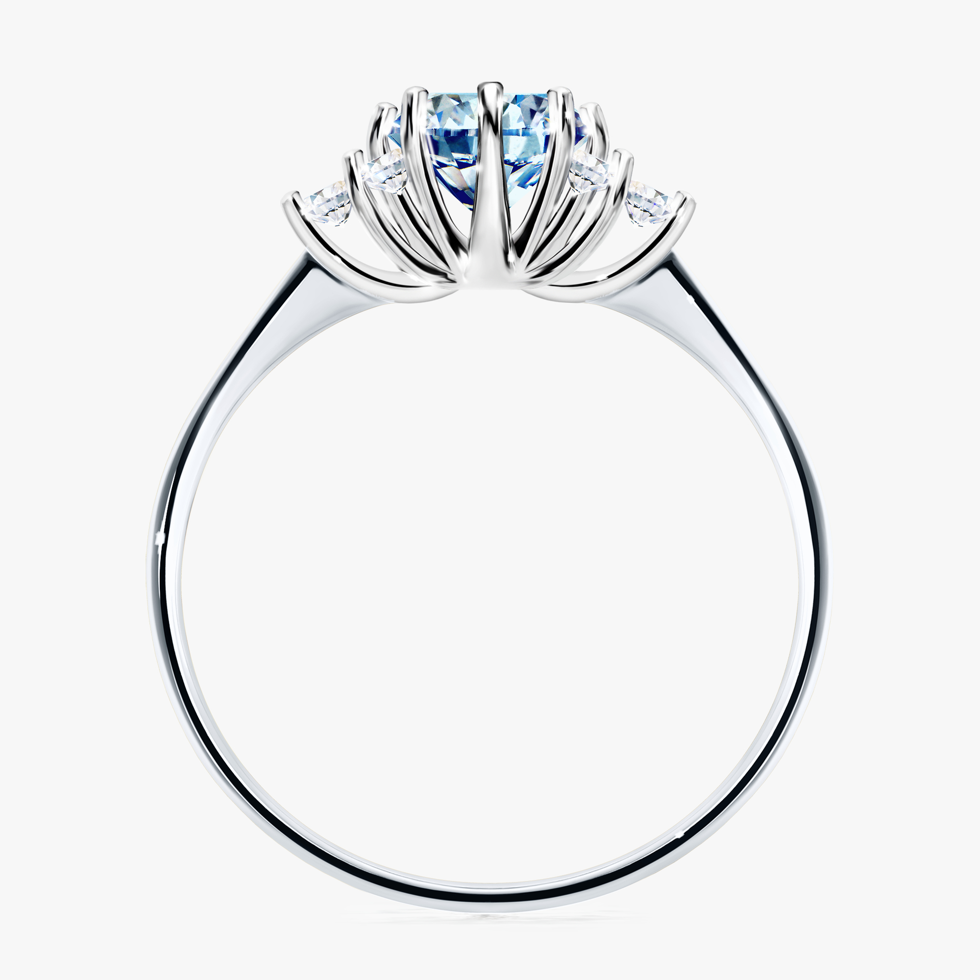 Pierścionek zaręczynowy My Lilly z białego złota z niebieskim diamentem 0,98ct