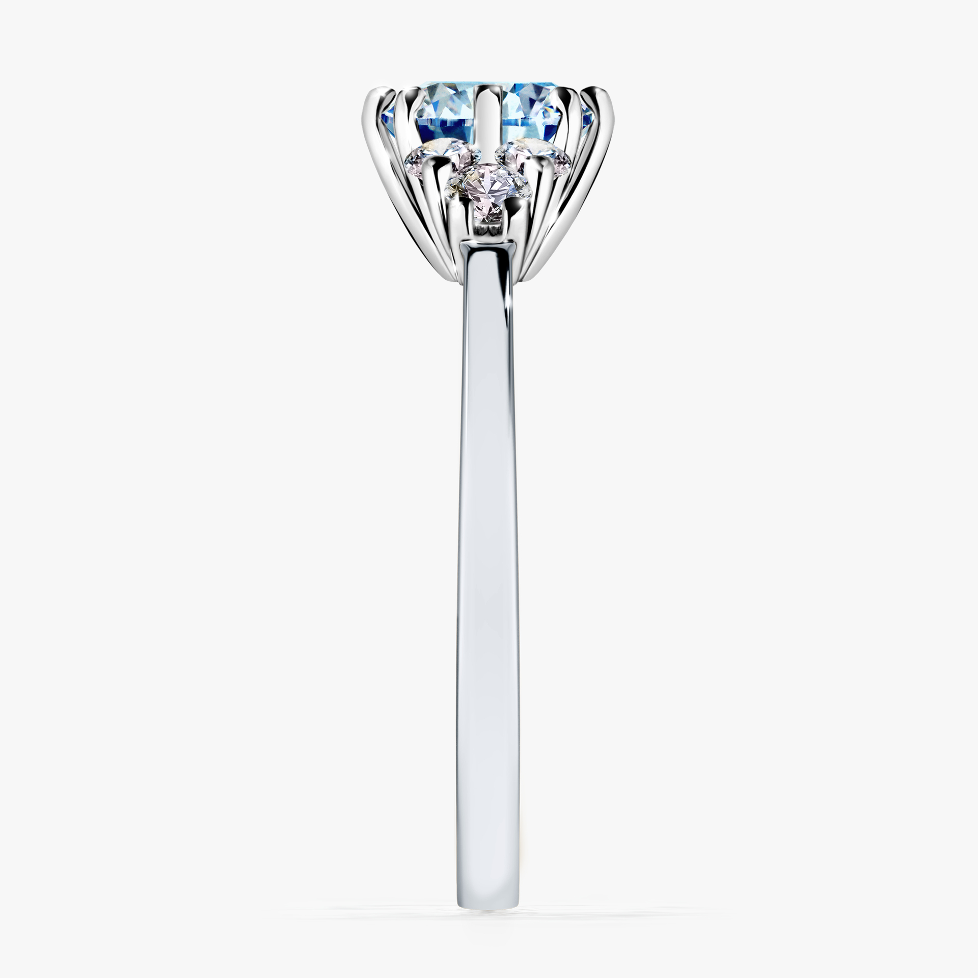 Pierścionek zaręczynowy My Lilly z białego złota z niebieskim diamentem 0,98ct