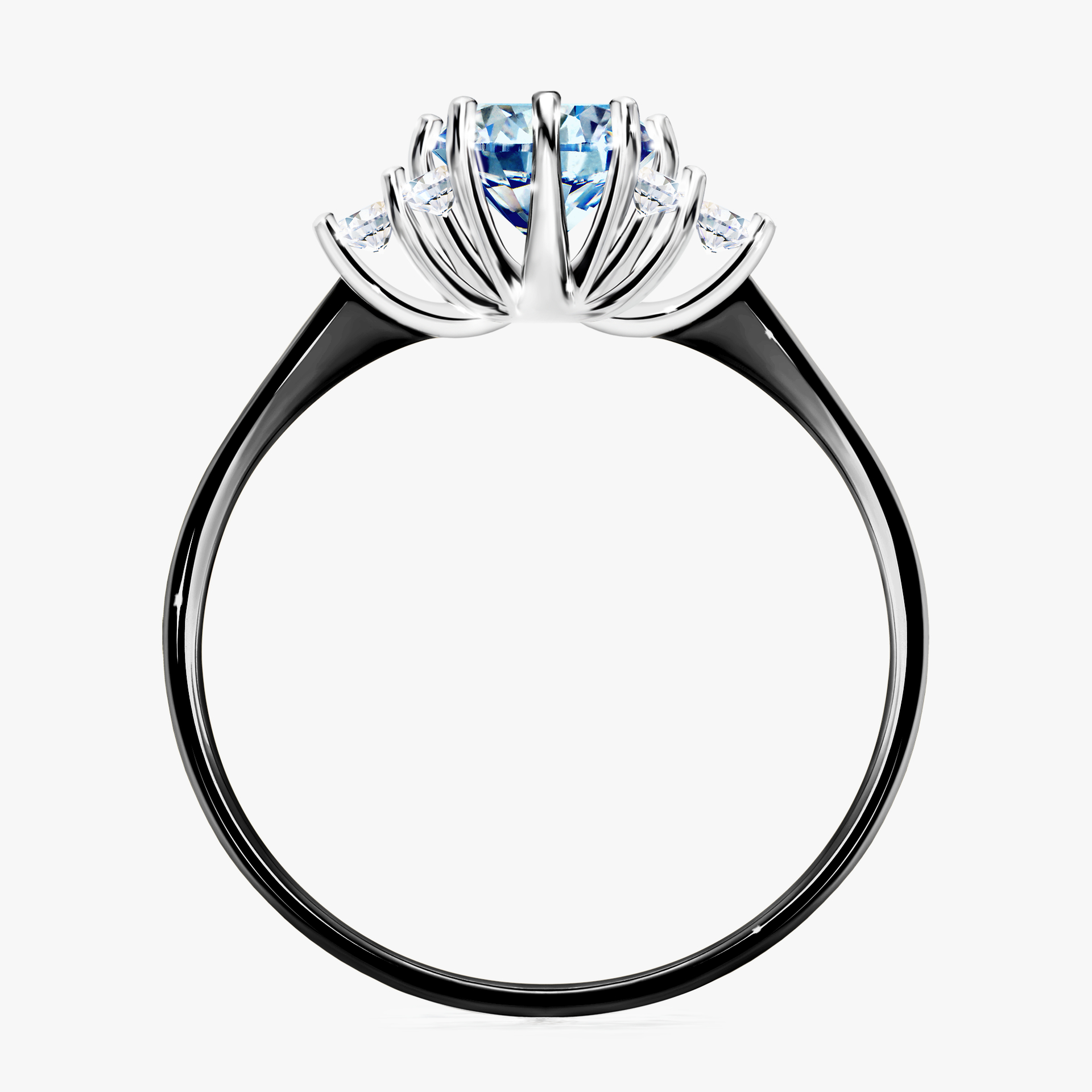 Pierścionek zaręczynowy My Lilly z czarnego złota z niebieskim diamentem 0,98ct