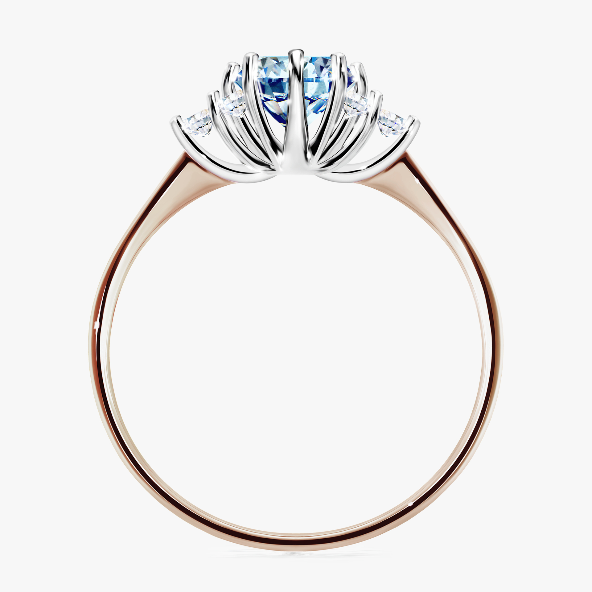 Pierścionek zaręczynowy My Lilly z różowego złota z niebieskim diamentem 0,98ct