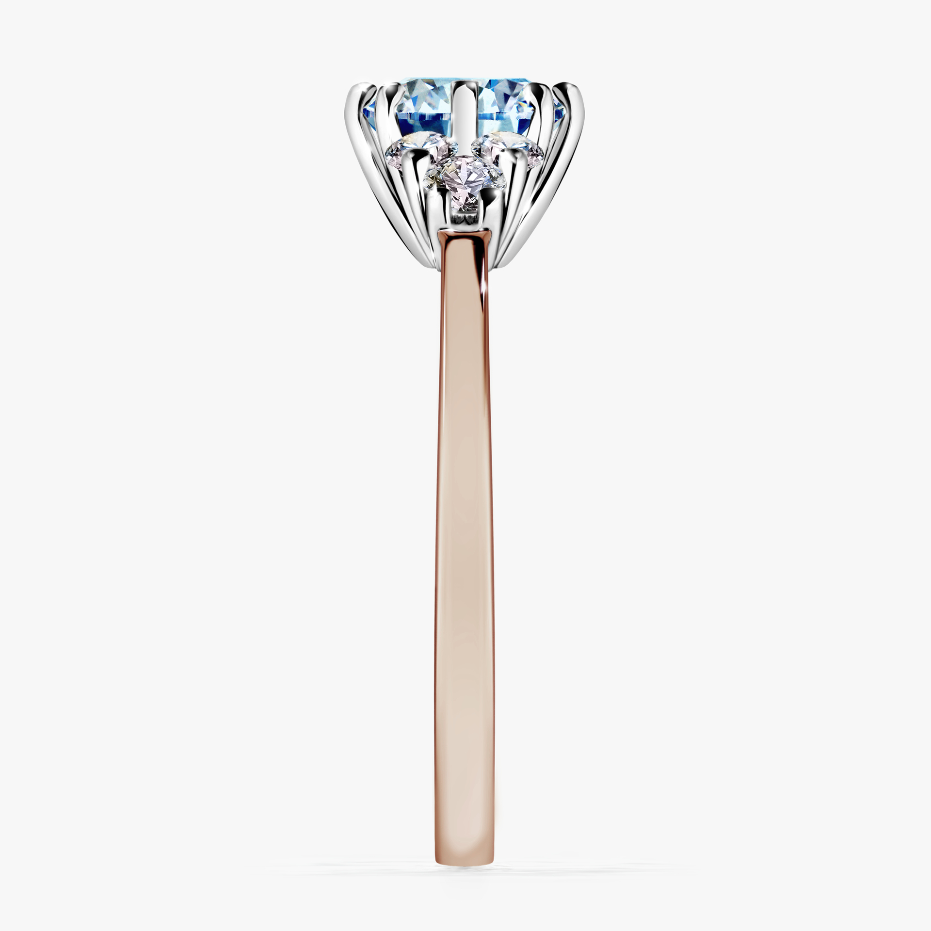 Pierścionek zaręczynowy My Lilly z różowego złota z niebieskim diamentem 0,98ct