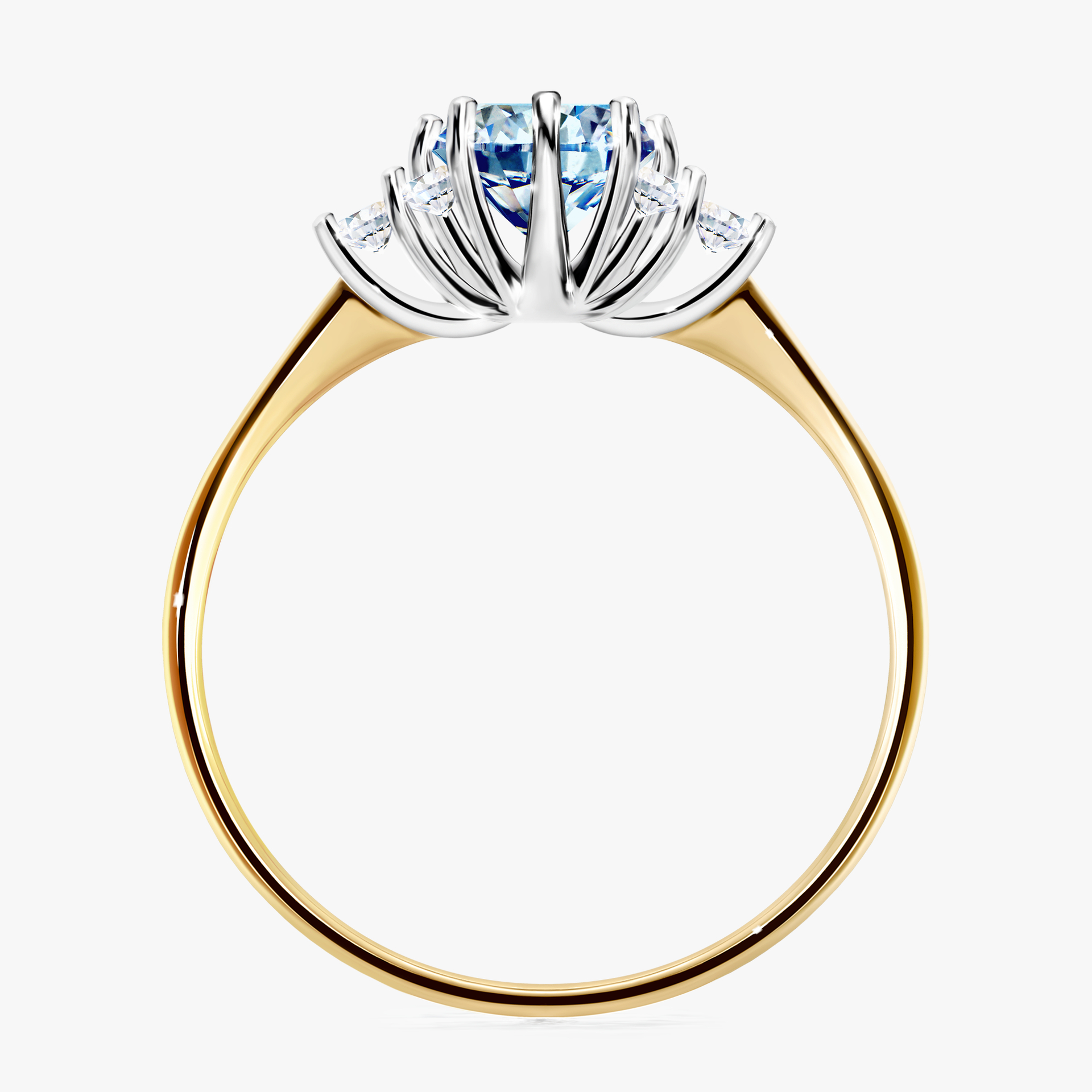 Pierścionek zaręczynowy My Lilly z żółtego złota z niebieskim diamentem 0,98ct