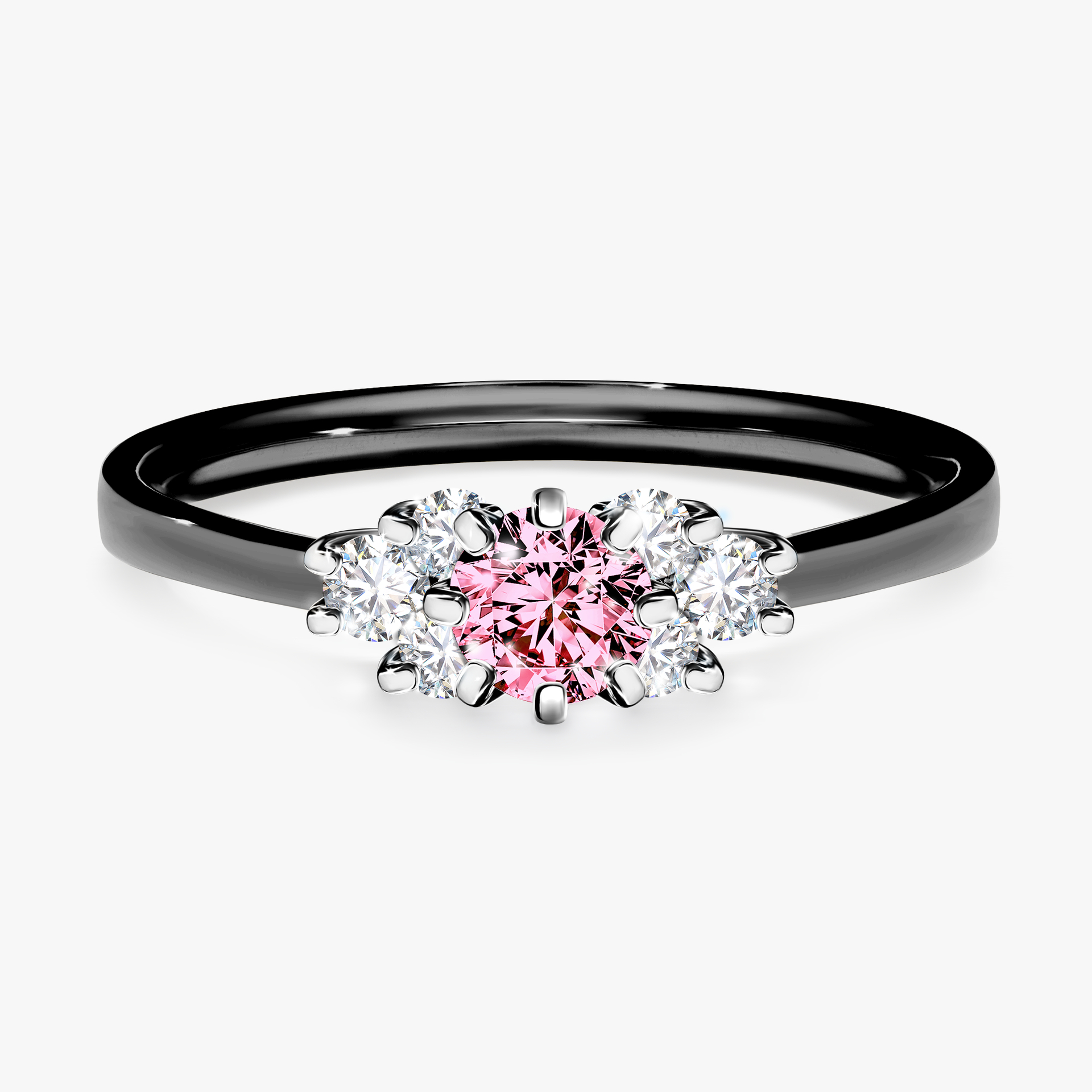 Pierścionek zaręczynowy My Lilly z czarnego złota z różowym diamentem 0,43ct