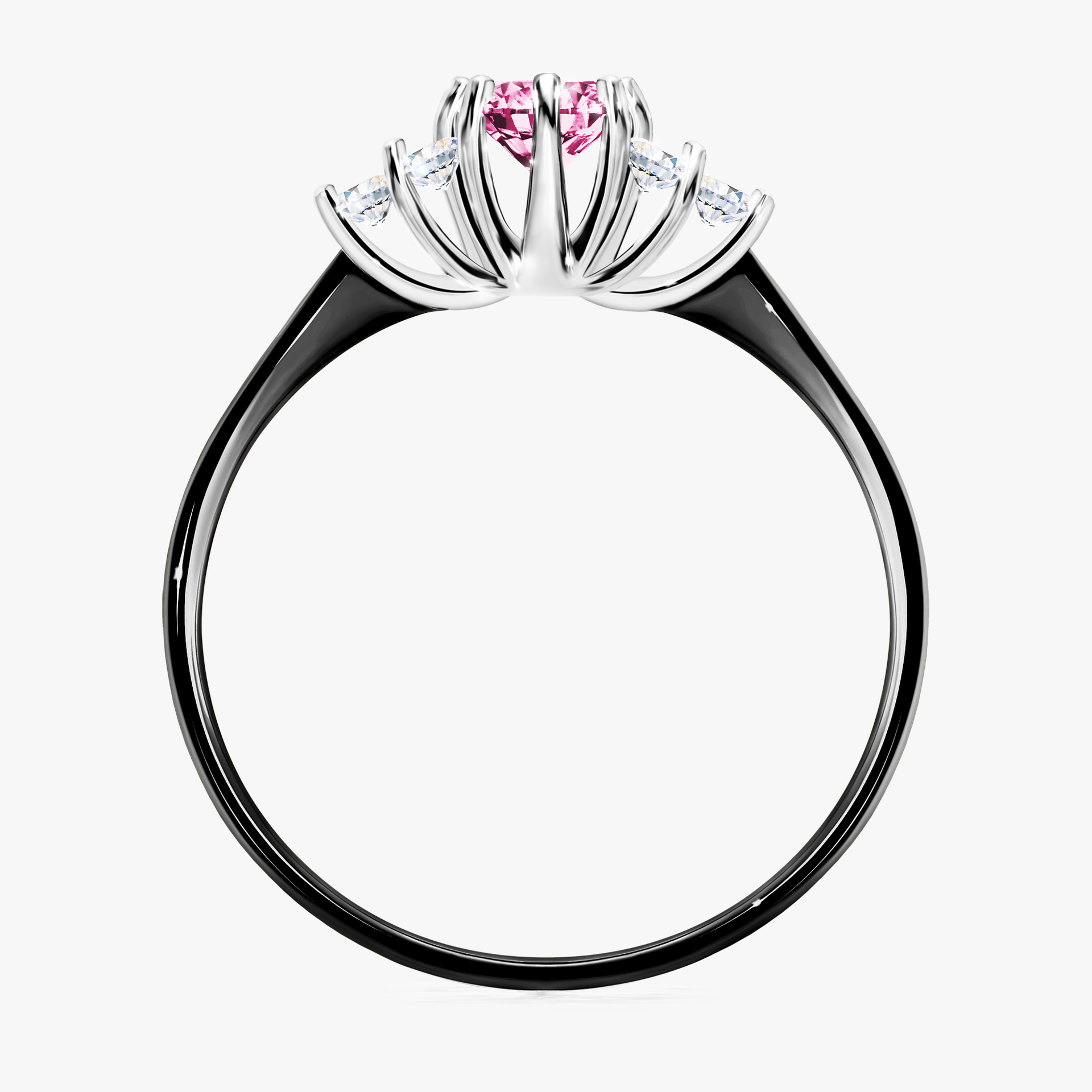 Pierścionek zaręczynowy My Lilly z czarnego złota z różowym diamentem 0,43ct