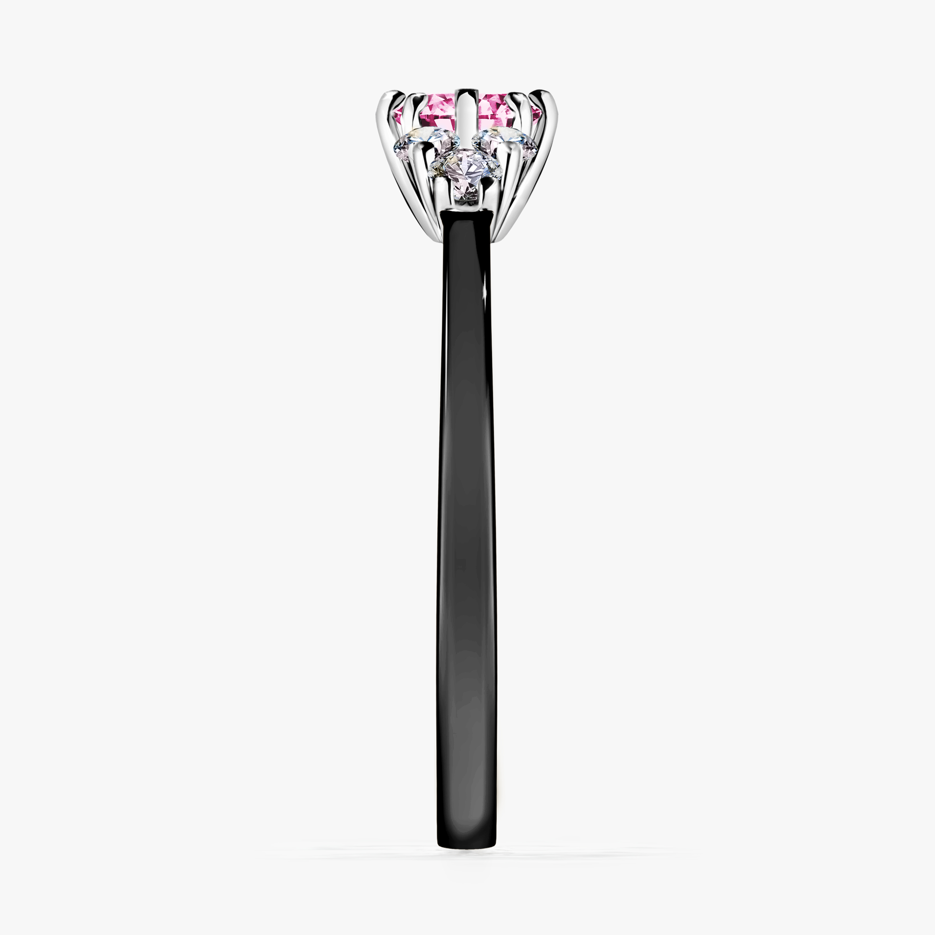 Pierścionek zaręczynowy My Lilly z czarnego złota z różowym diamentem 0,43ct