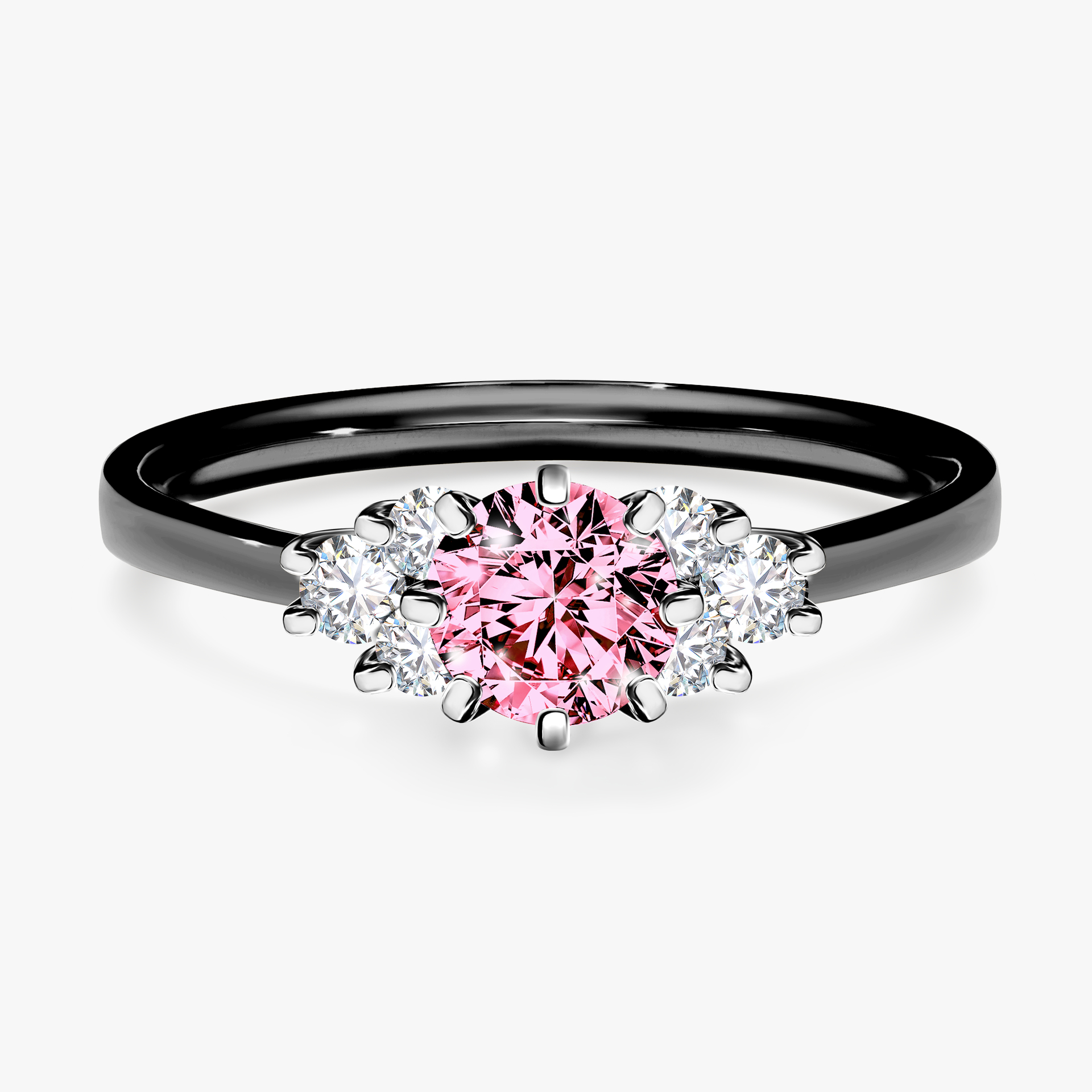 Pierścionek zaręczynowy My Lilly z czarnego złota z różowym diamentem 0,68ct