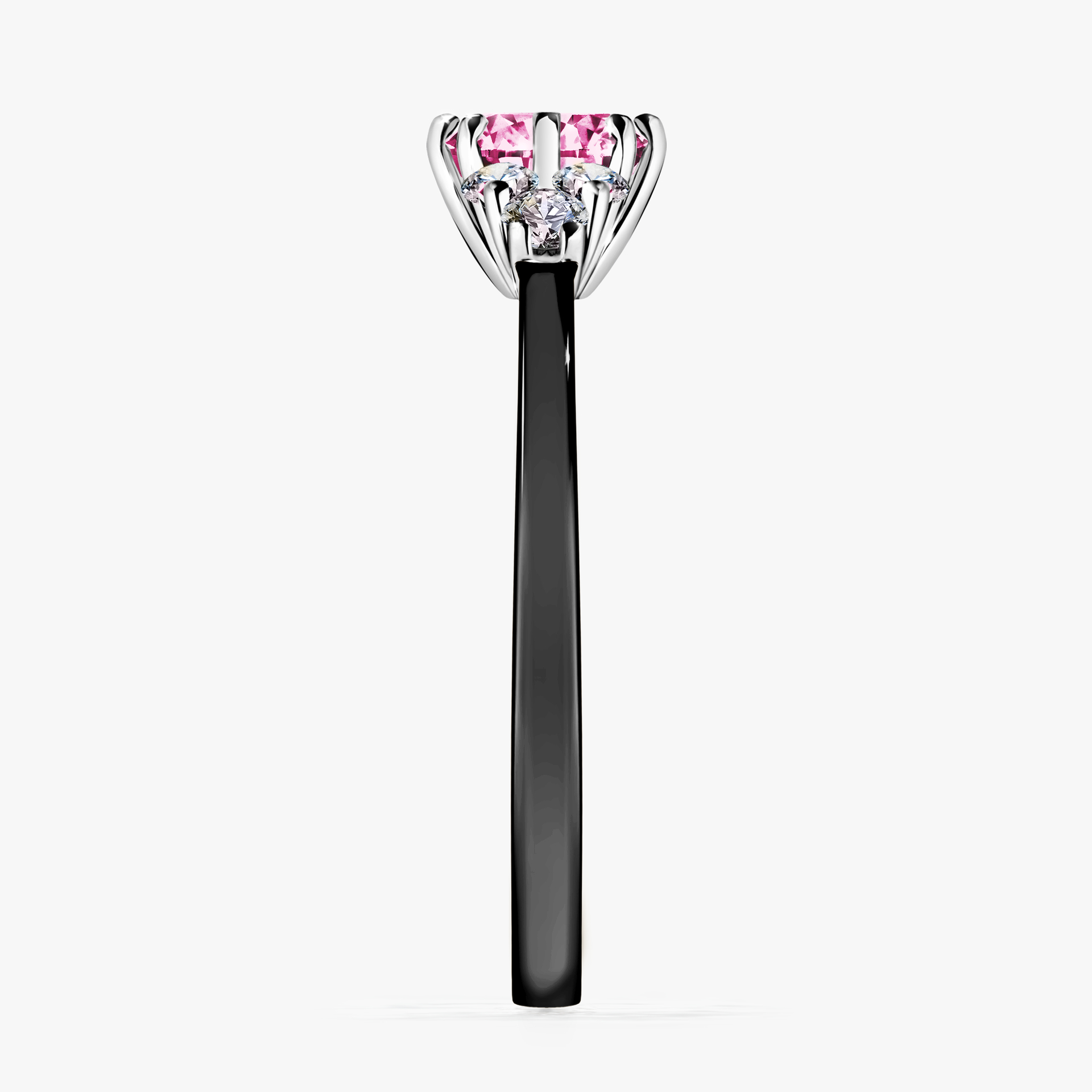 Pierścionek zaręczynowy My Lilly z czarnego złota z różowym diamentem 0,68ct