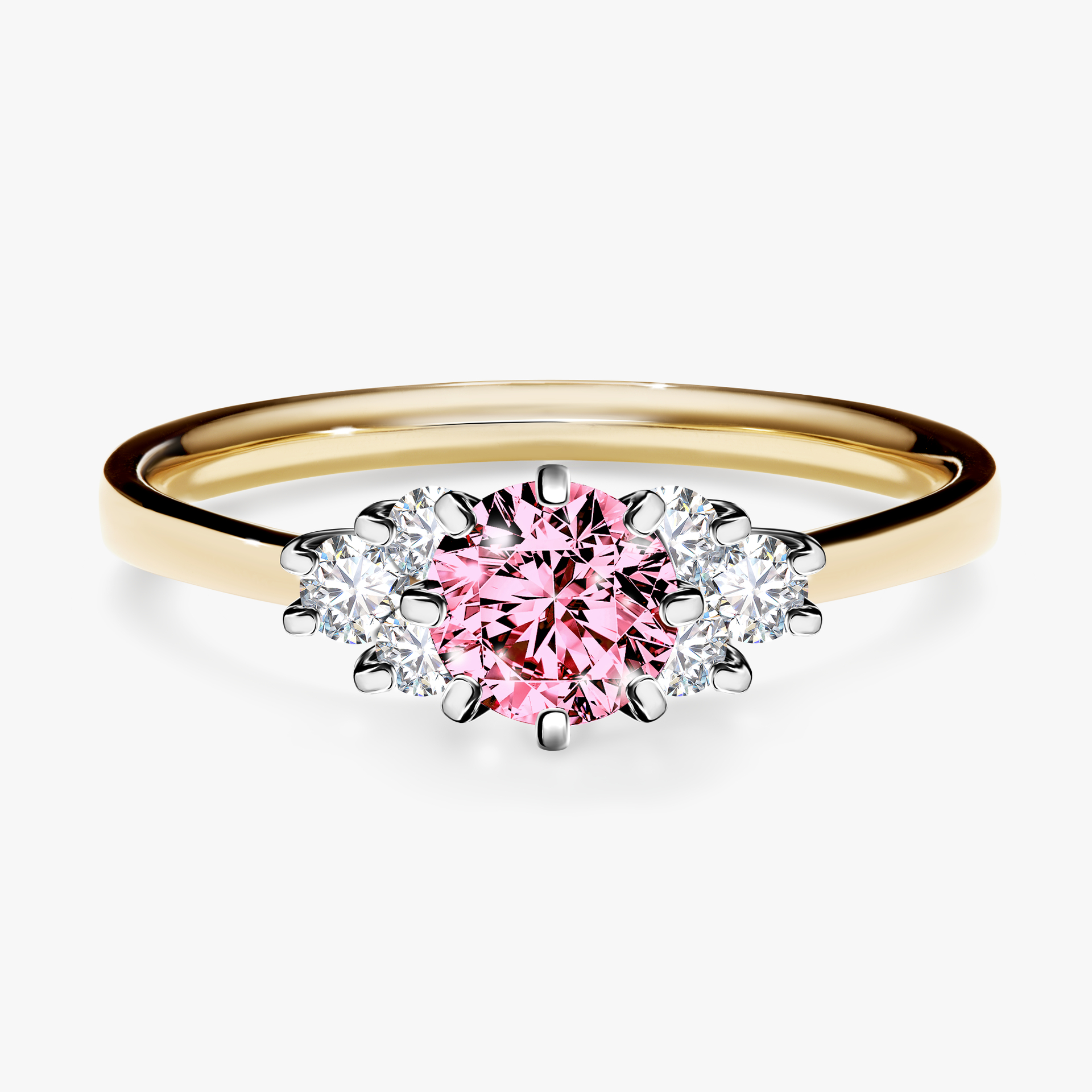 Pierścionek zaręczynowy My Lilly z żółtego złota z różowym diamentem 0,68ct