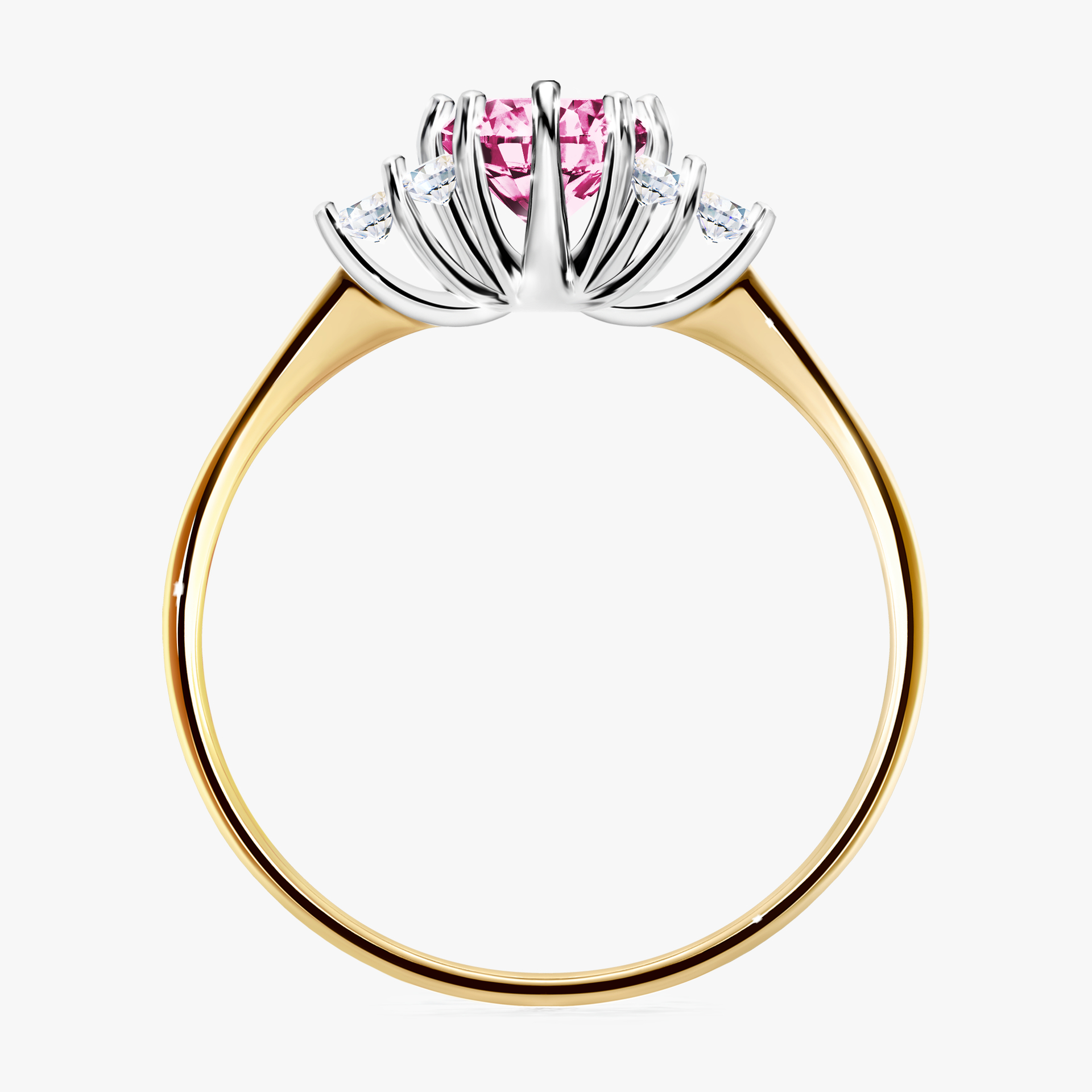 Pierścionek zaręczynowy My Lilly z żółtego złota z różowym diamentem 0,68ct