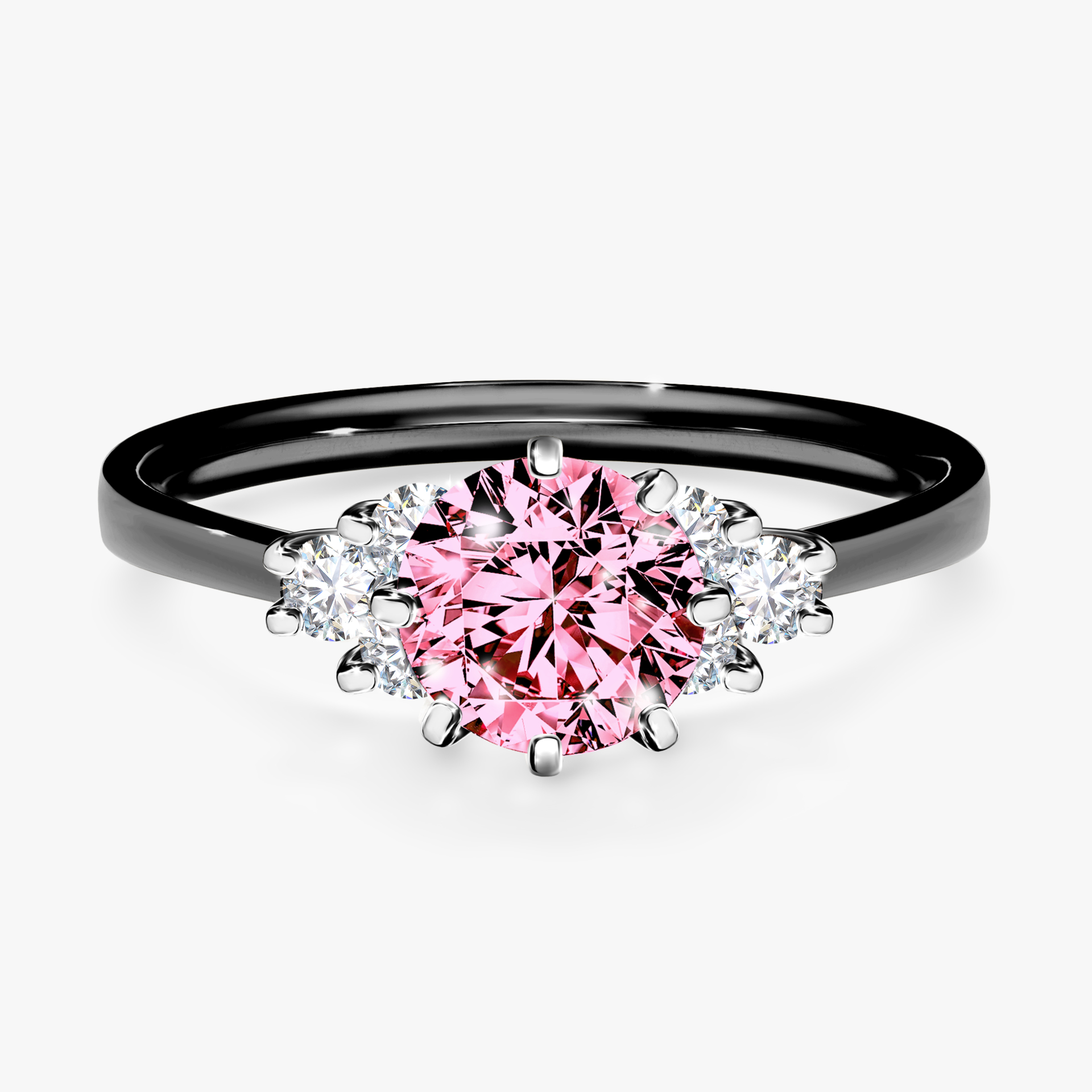 Pierścionek zaręczynowy My Lilly z czarnego złota z różowym diamentem 0,98ct