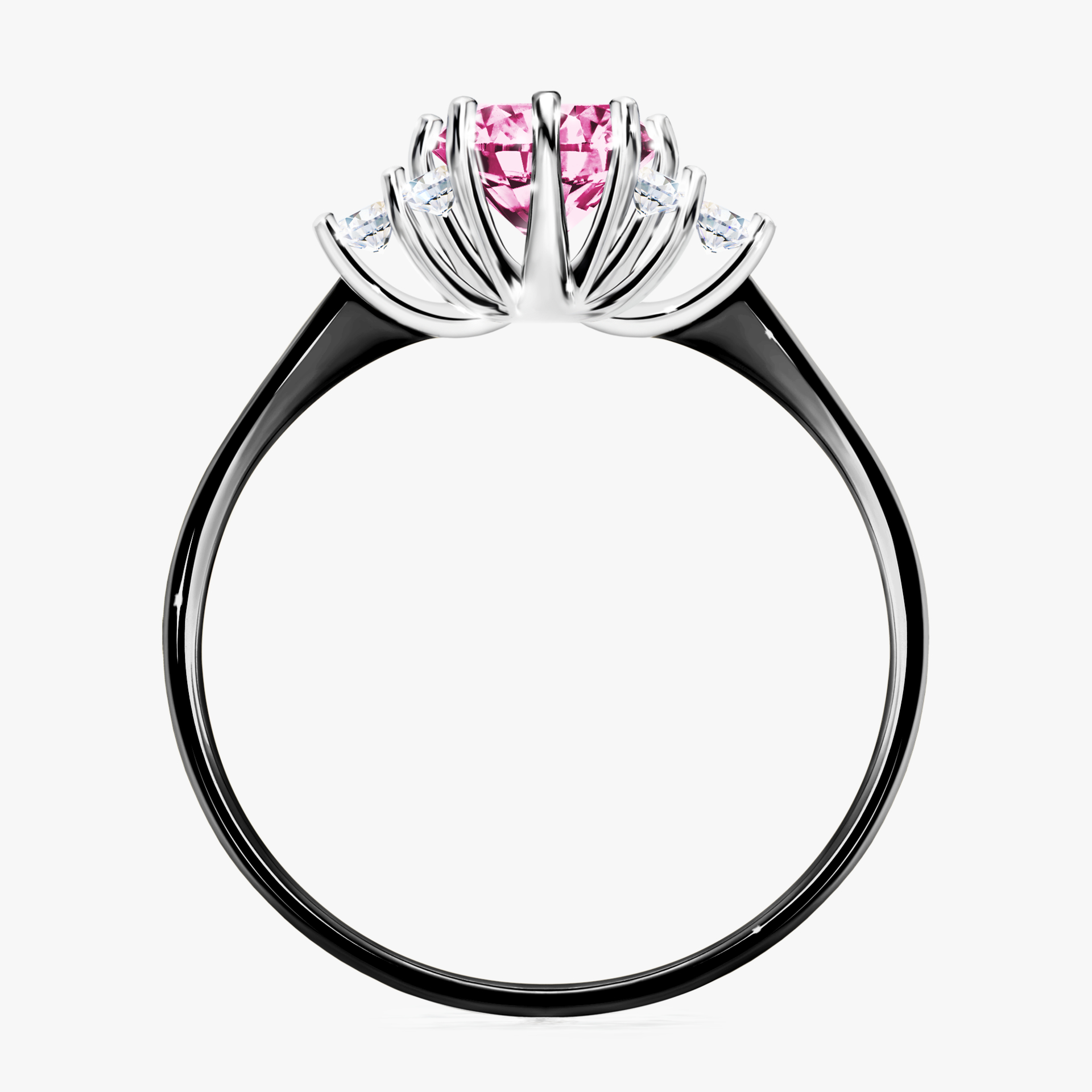 Pierścionek zaręczynowy My Lilly z czarnego złota z różowym diamentem 0,98ct