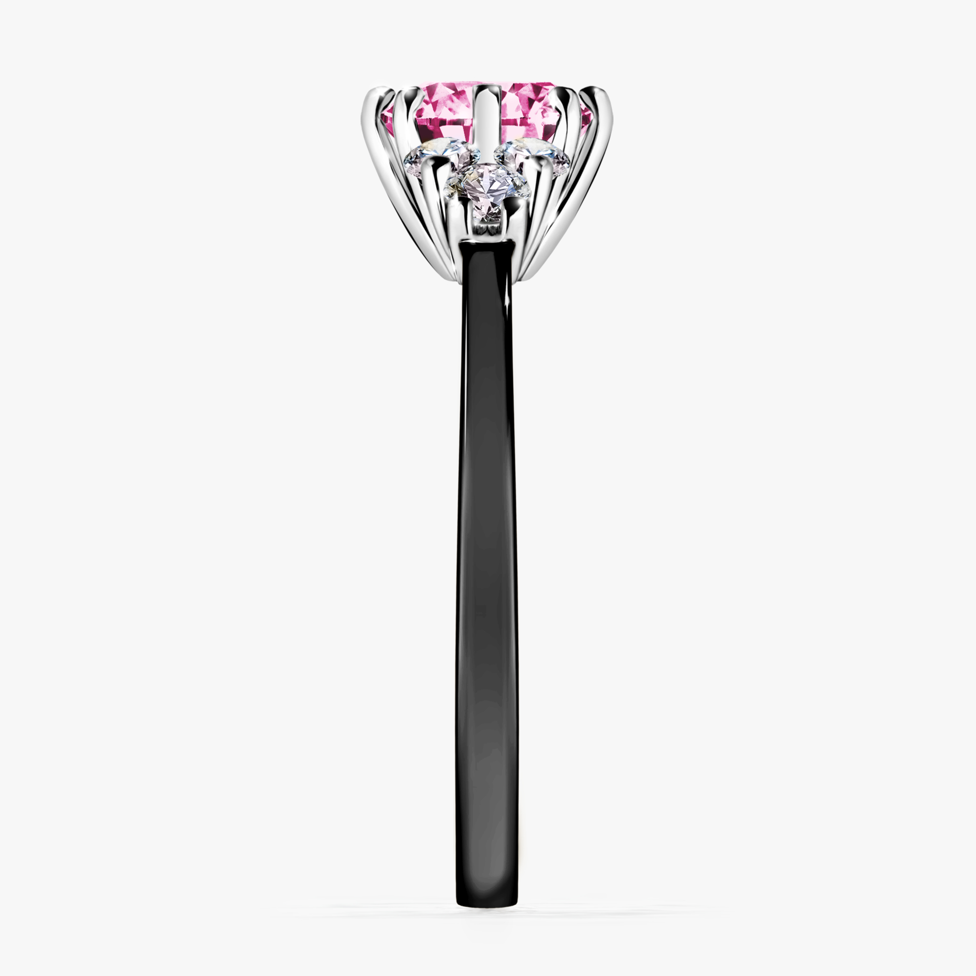 Pierścionek zaręczynowy My Lilly z czarnego złota z różowym diamentem 0,98ct