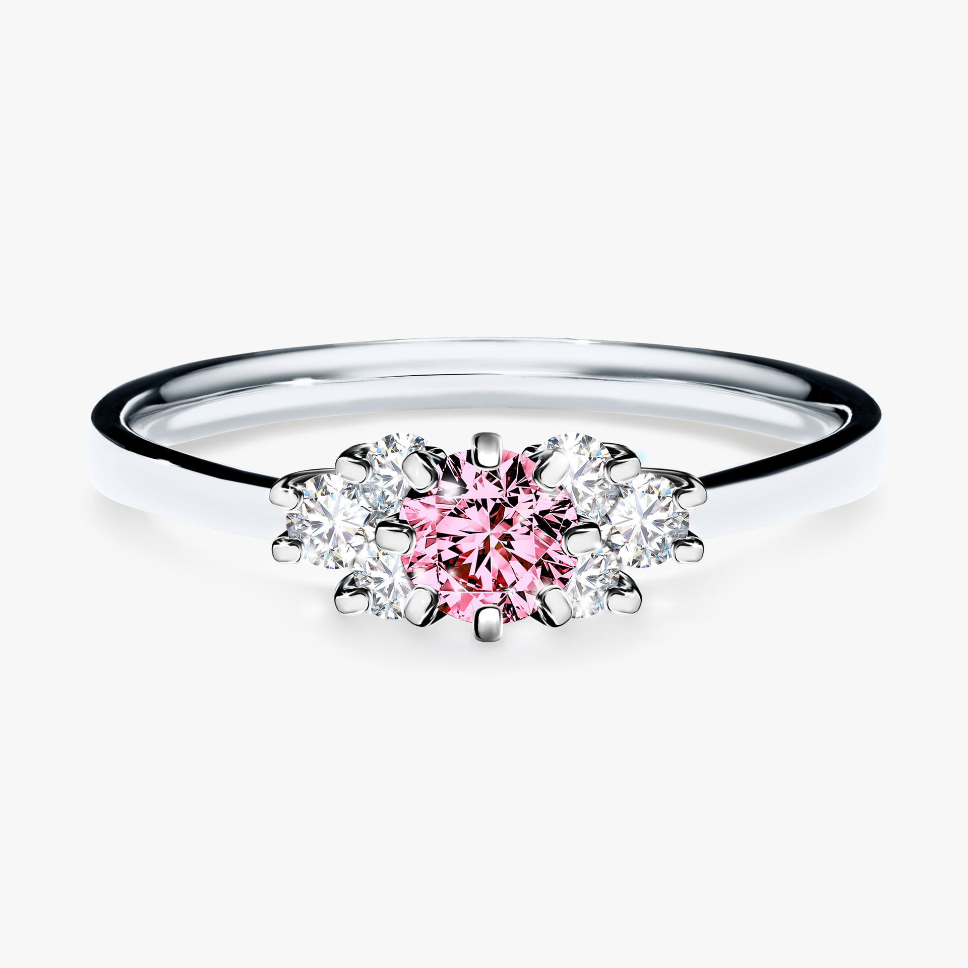 Pierścionek zaręczynowy My Lilly z białego złota z różowym diamentem 0,43ct