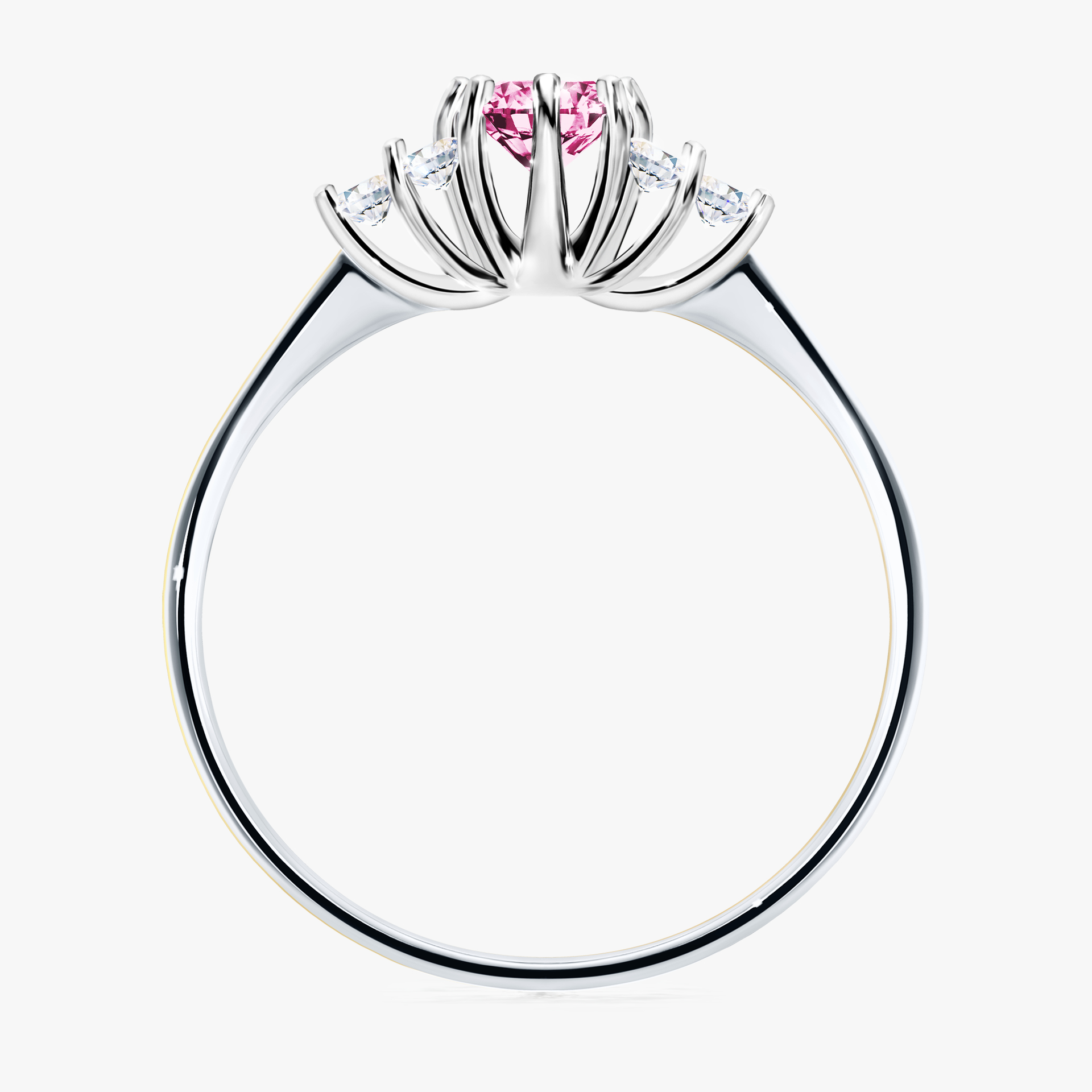 Pierścionek zaręczynowy My Lilly z białego złota z różowym diamentem 0,43ct