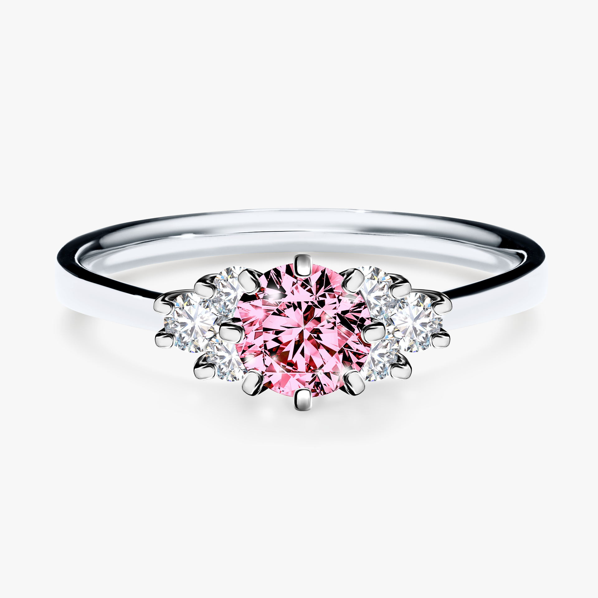 Pierścionek zaręczynowy My Lilly z białego złota z różowym diamentem 0,68ct