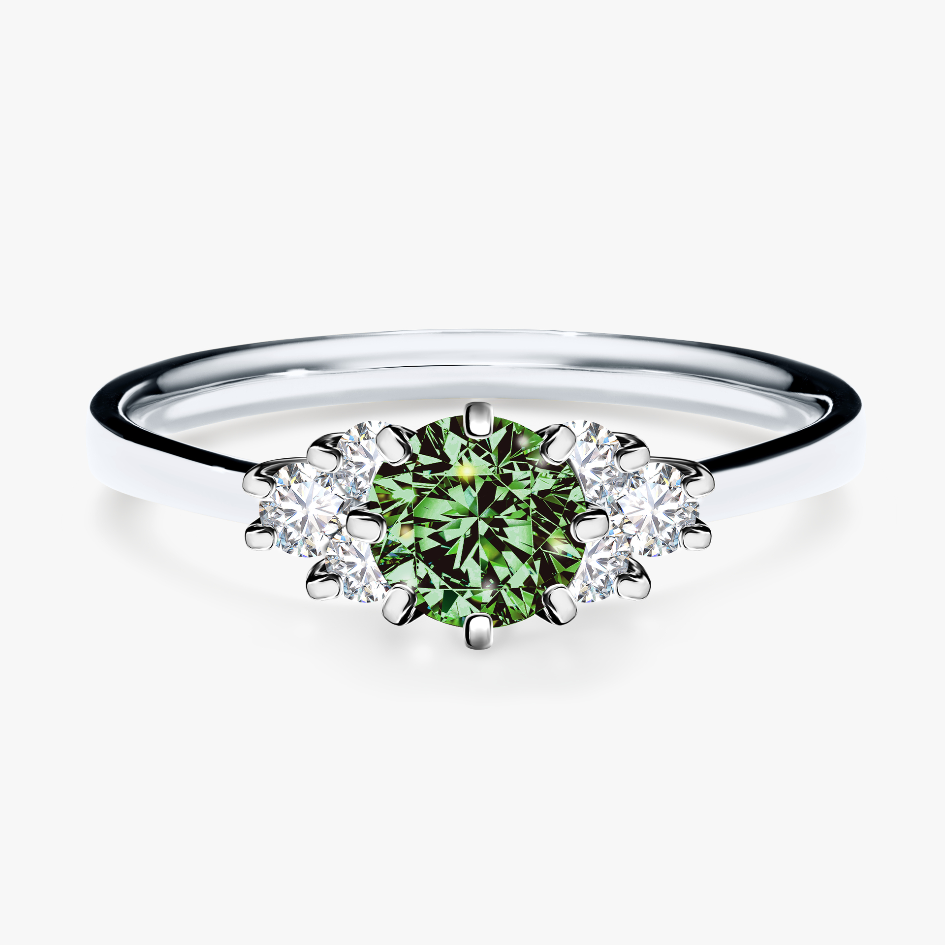Pierścionek zaręczynowy My Lilly z białego złota z ciemnym zielonym diamentem 0,68ct
