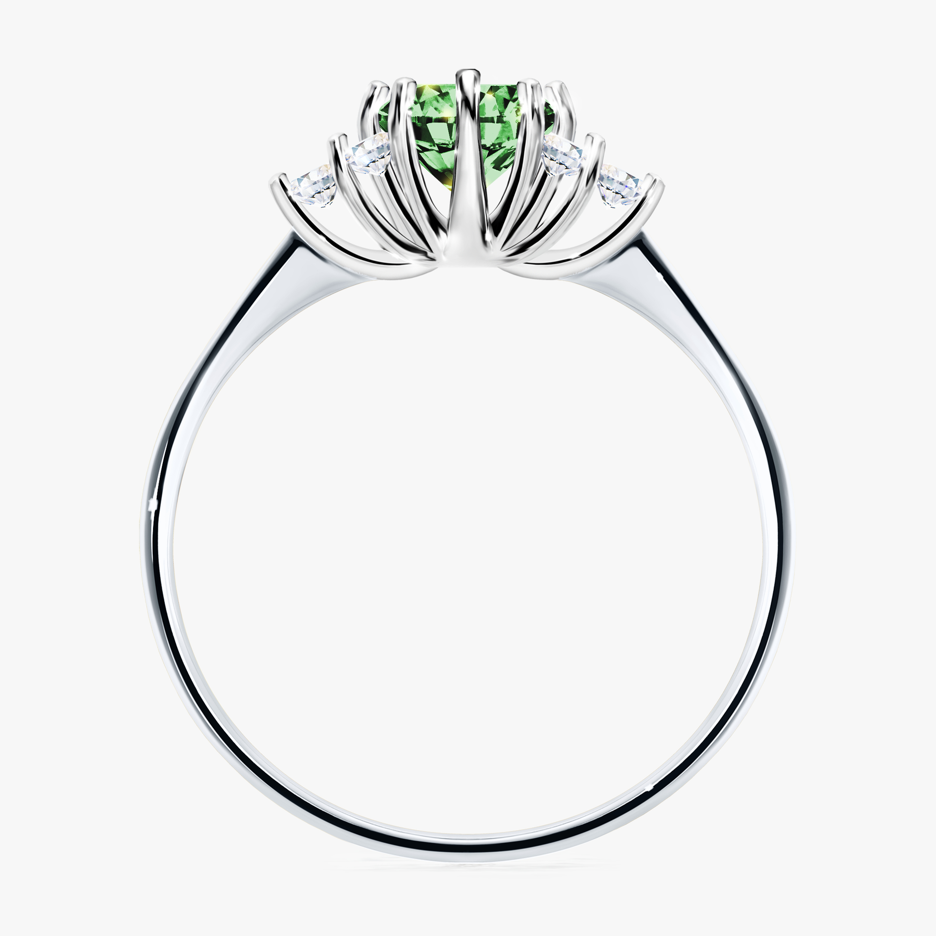 Pierścionek zaręczynowy My Lilly z białego złota z ciemnym zielonym diamentem 0,68ct
