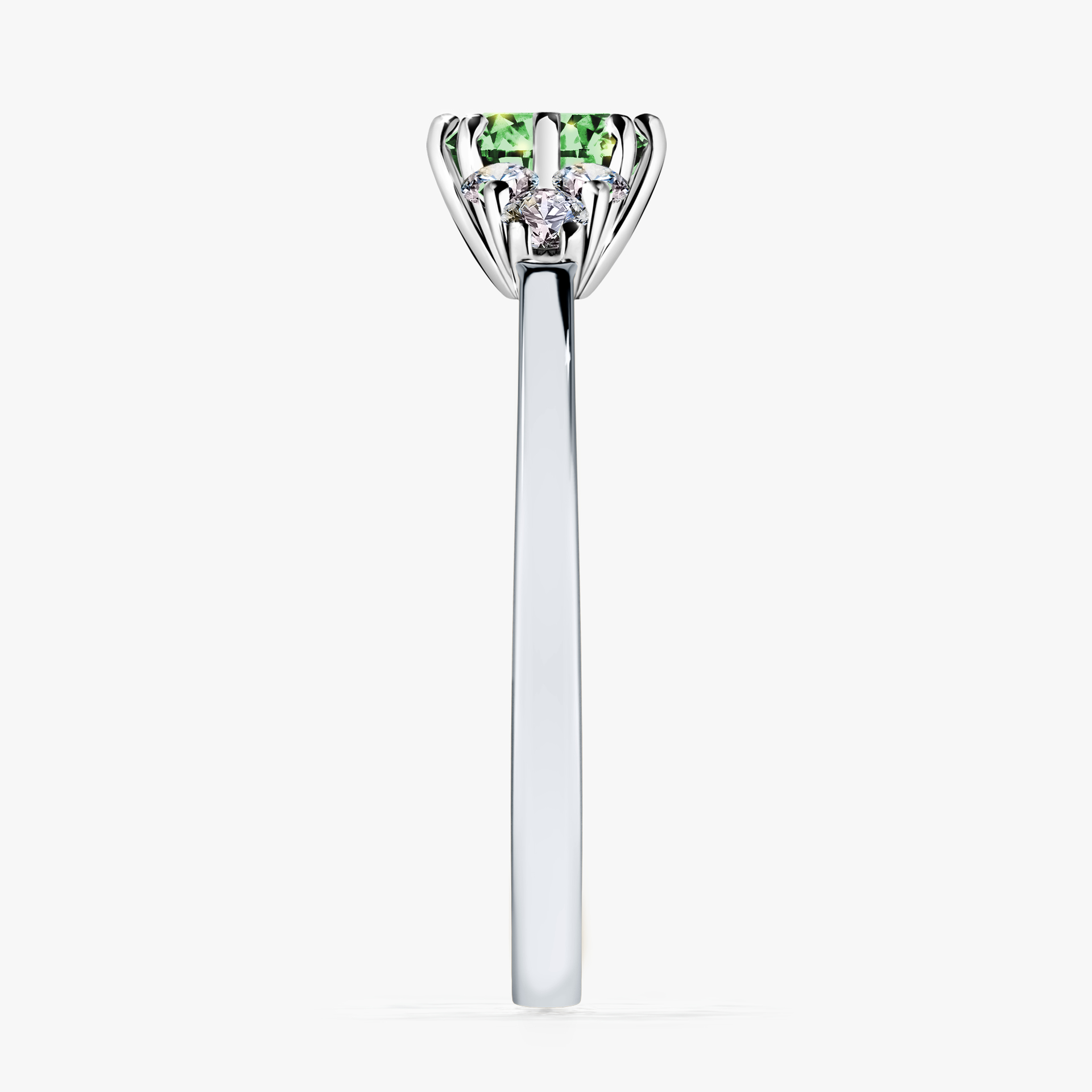 Pierścionek zaręczynowy My Lilly z białego złota z ciemnym zielonym diamentem 0,68ct
