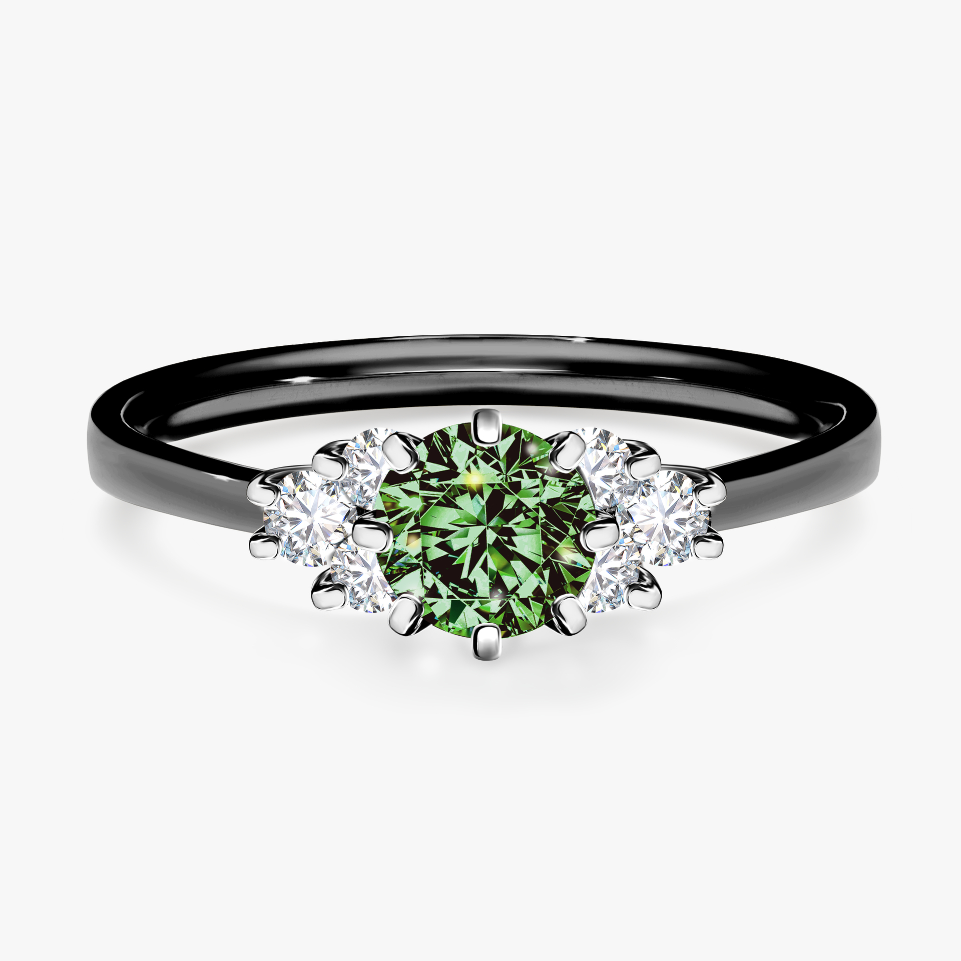 Pierścionek zaręczynowy My Lilly z czarnego złota z ciemnym zielonym diamentem 0,68ct