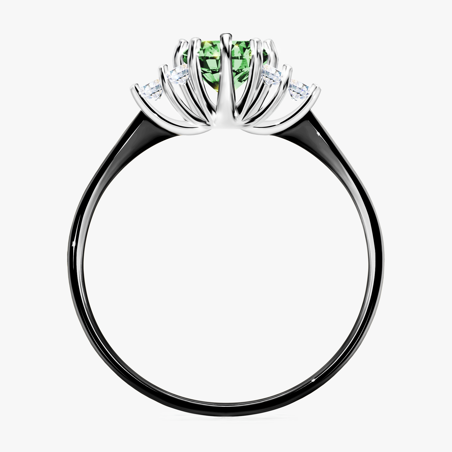 Pierścionek zaręczynowy My Lilly z czarnego złota z ciemnym zielonym diamentem 0,68ct
