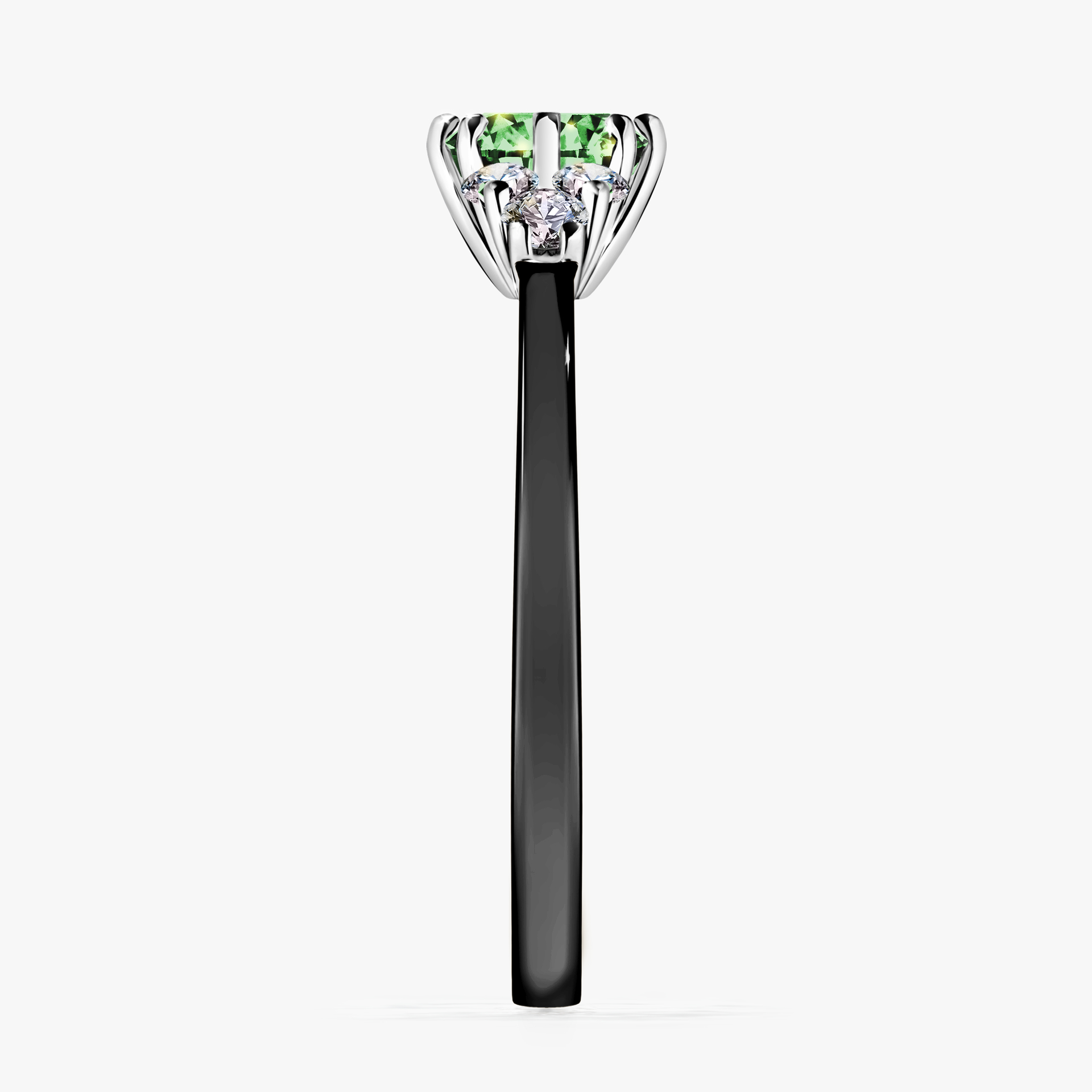 Pierścionek zaręczynowy My Lilly z czarnego złota z ciemnym zielonym diamentem 0,68ct