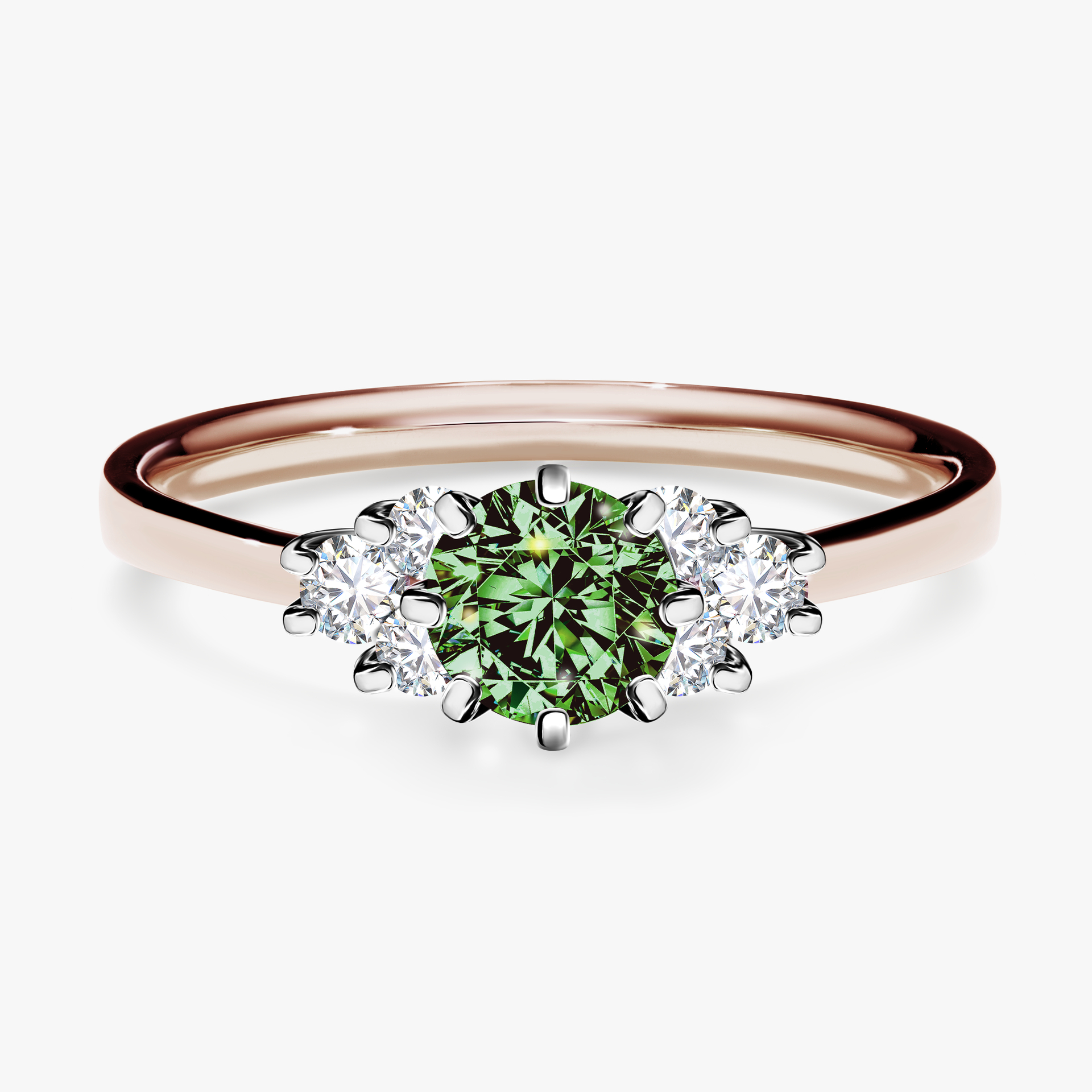 Pierścionek zaręczynowy My Lilly z różowego złota z ciemnym zielonym diamentem 0,68ct