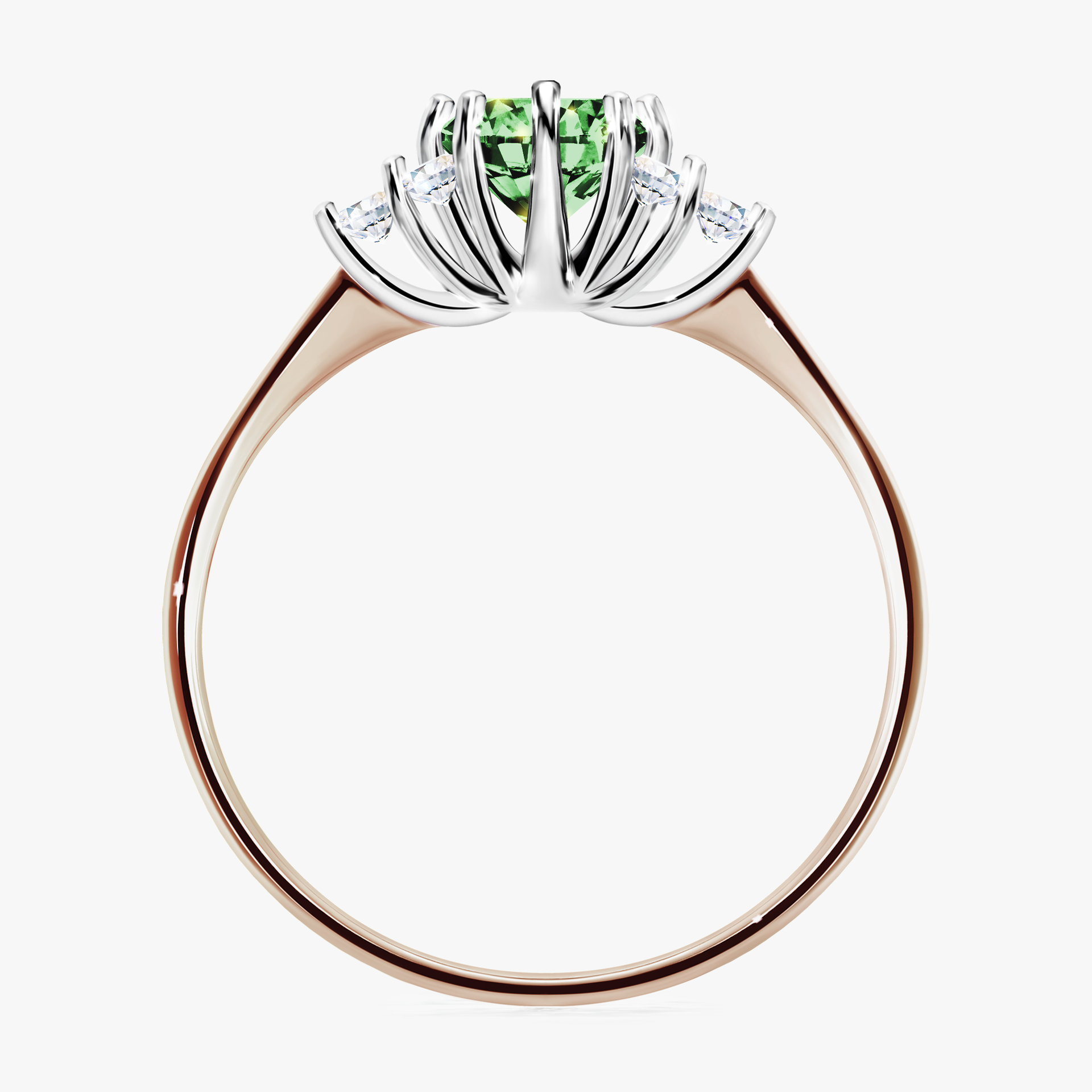 Pierścionek zaręczynowy My Lilly z różowego złota z ciemnym zielonym diamentem 0,68ct