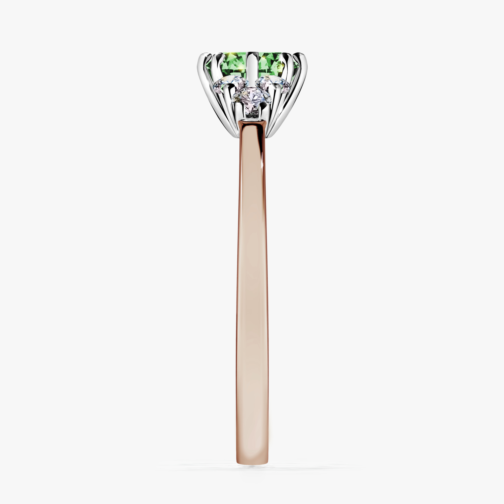 Pierścionek zaręczynowy My Lilly z różowego złota z ciemnym zielonym diamentem 0,68ct