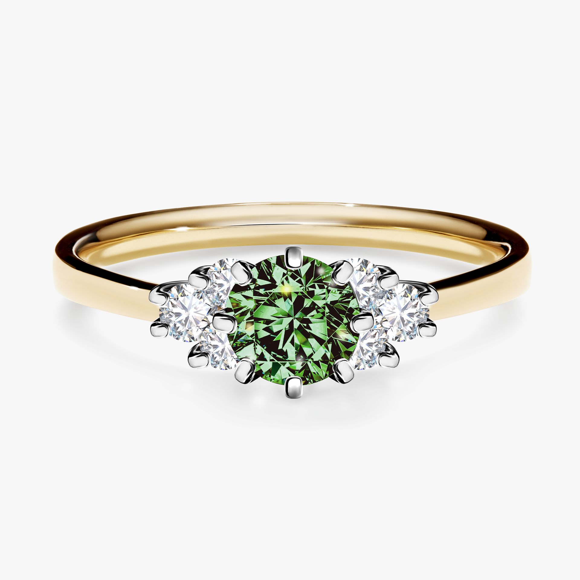 Pierścionek zaręczynowy My Lilly z żółtego złota z ciemnym zielonym diamentem 0,68ct