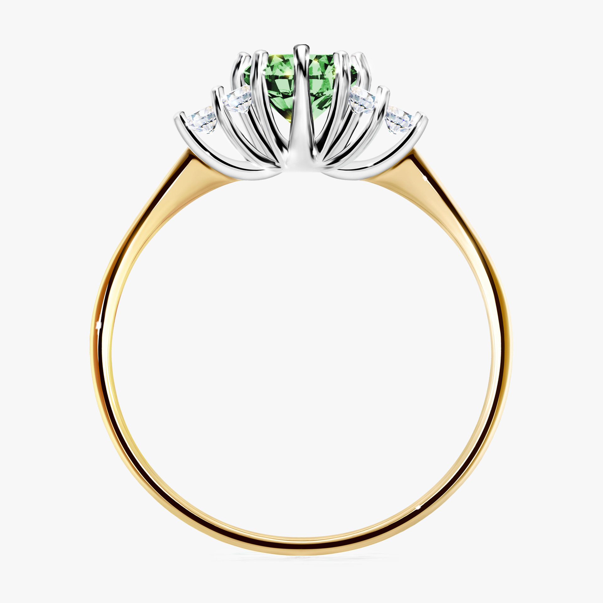 Pierścionek zaręczynowy My Lilly z żółtego złota z ciemnym zielonym diamentem 0,68ct