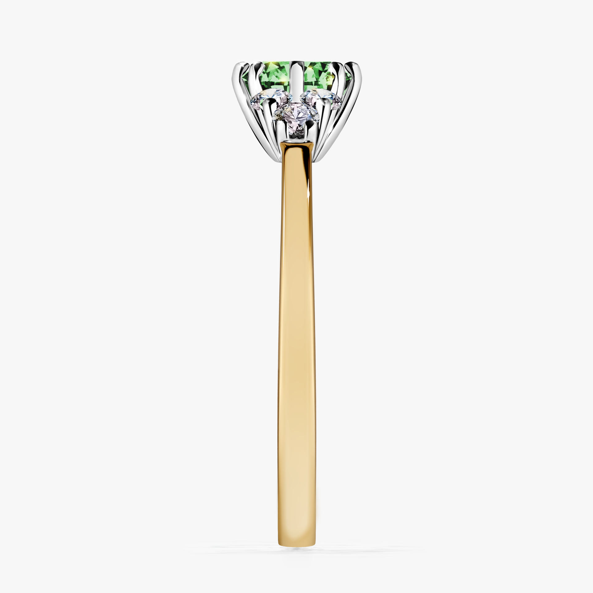 Pierścionek zaręczynowy My Lilly z żółtego złota z ciemnym zielonym diamentem 0,68ct