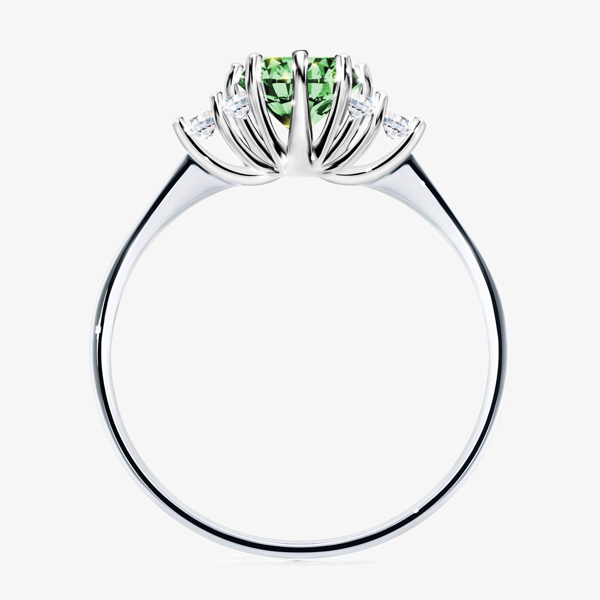 Pierścionek zaręczynowy My Lilly z białego złota z ciemnym zielonym diamentem 0,98ct