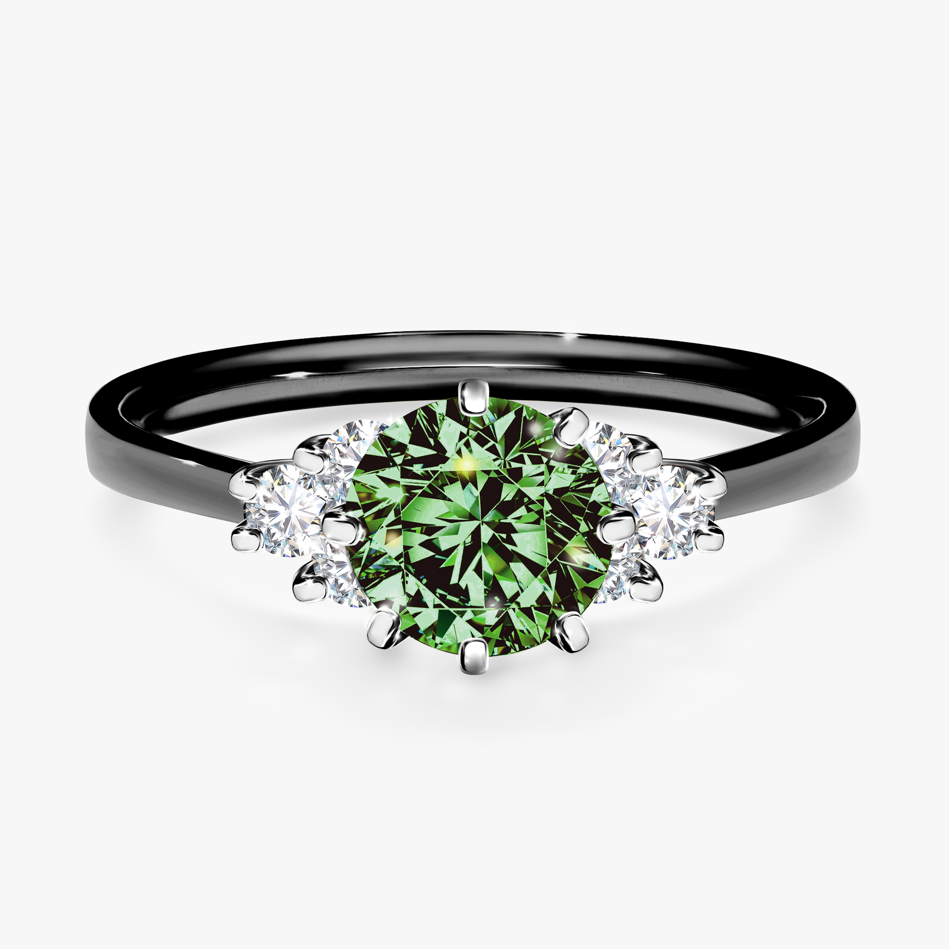 Pierścionek zaręczynowy My Lilly z czarnego złota z ciemnym zielonym diamentem 0,98ct